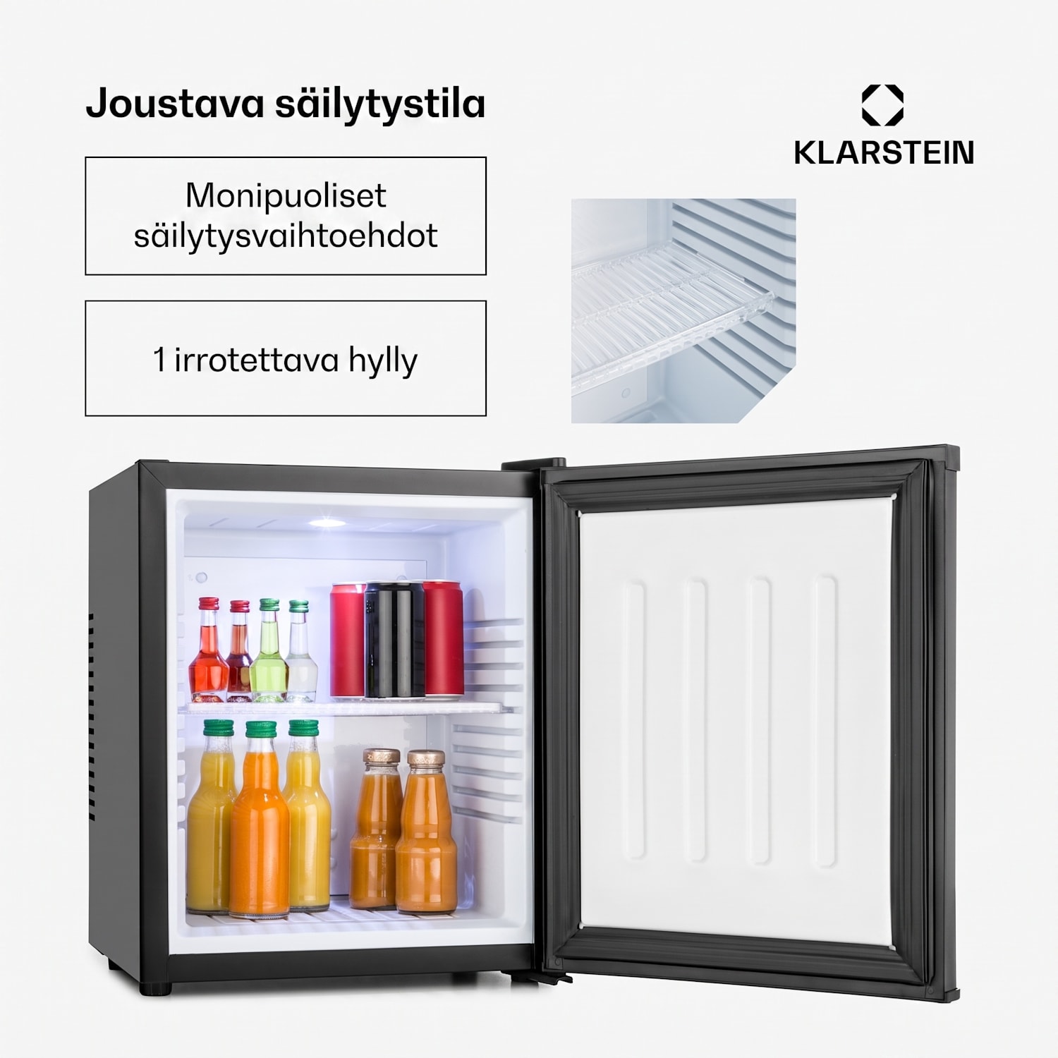 Happy Hour -minibaari 5–15 °C EEK G äänetön 23 dB LED-valo 23 L | Musta