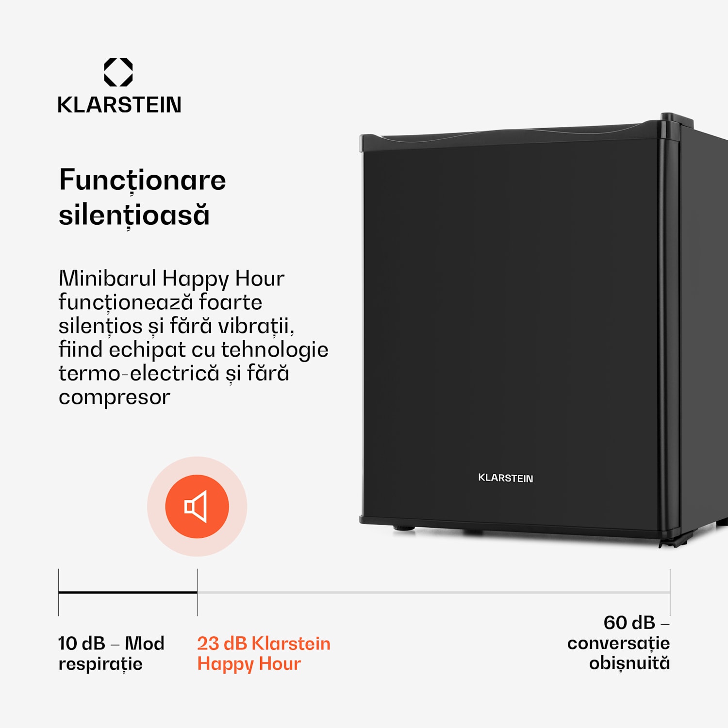 Happy Hour Minibar 5-15°C EEK G silențios 23 dB LED light 23 Ltr | Negru