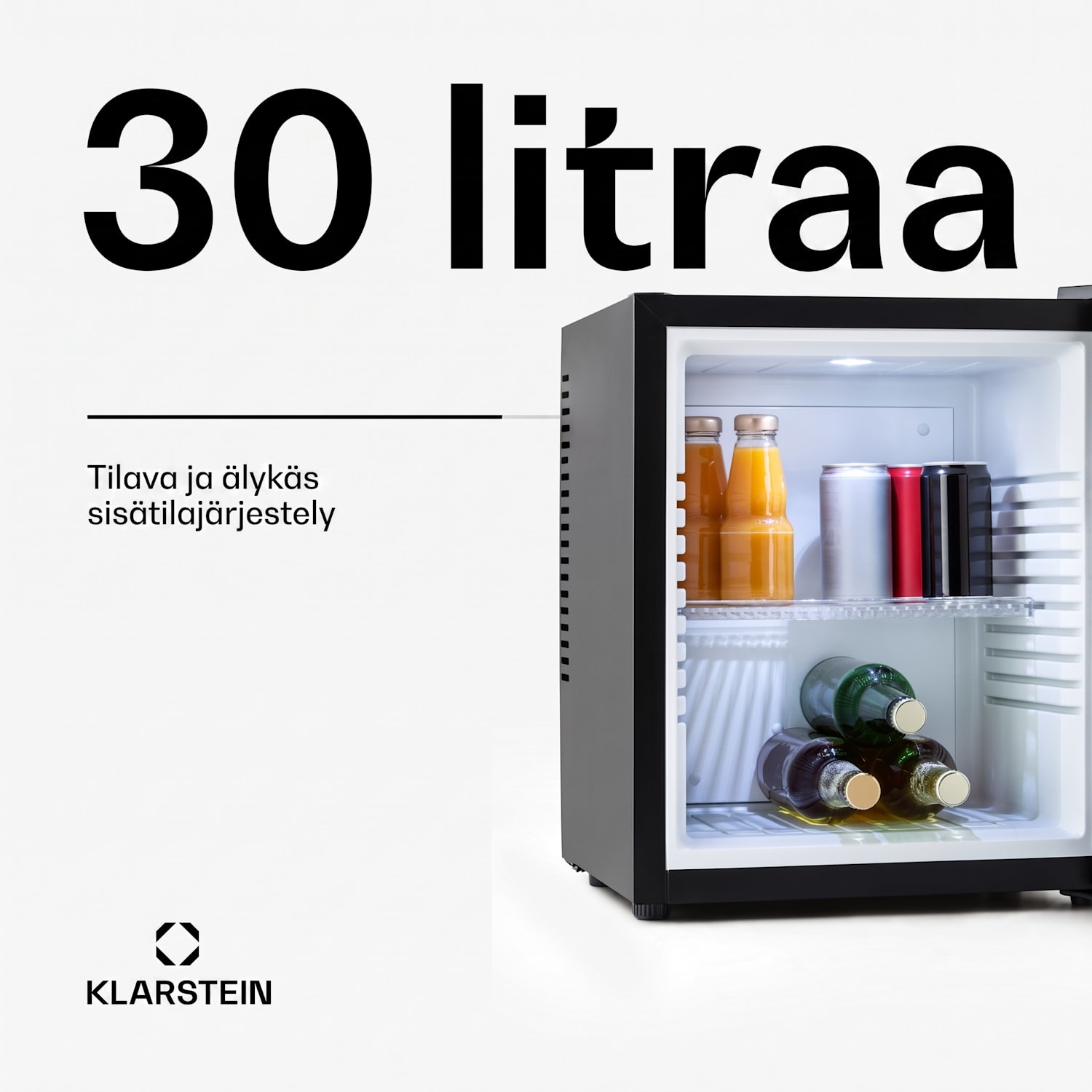 Happy Hour -minibaari 5–15 °C EEK G 25 dB LED-valo 30 L | F | Musta