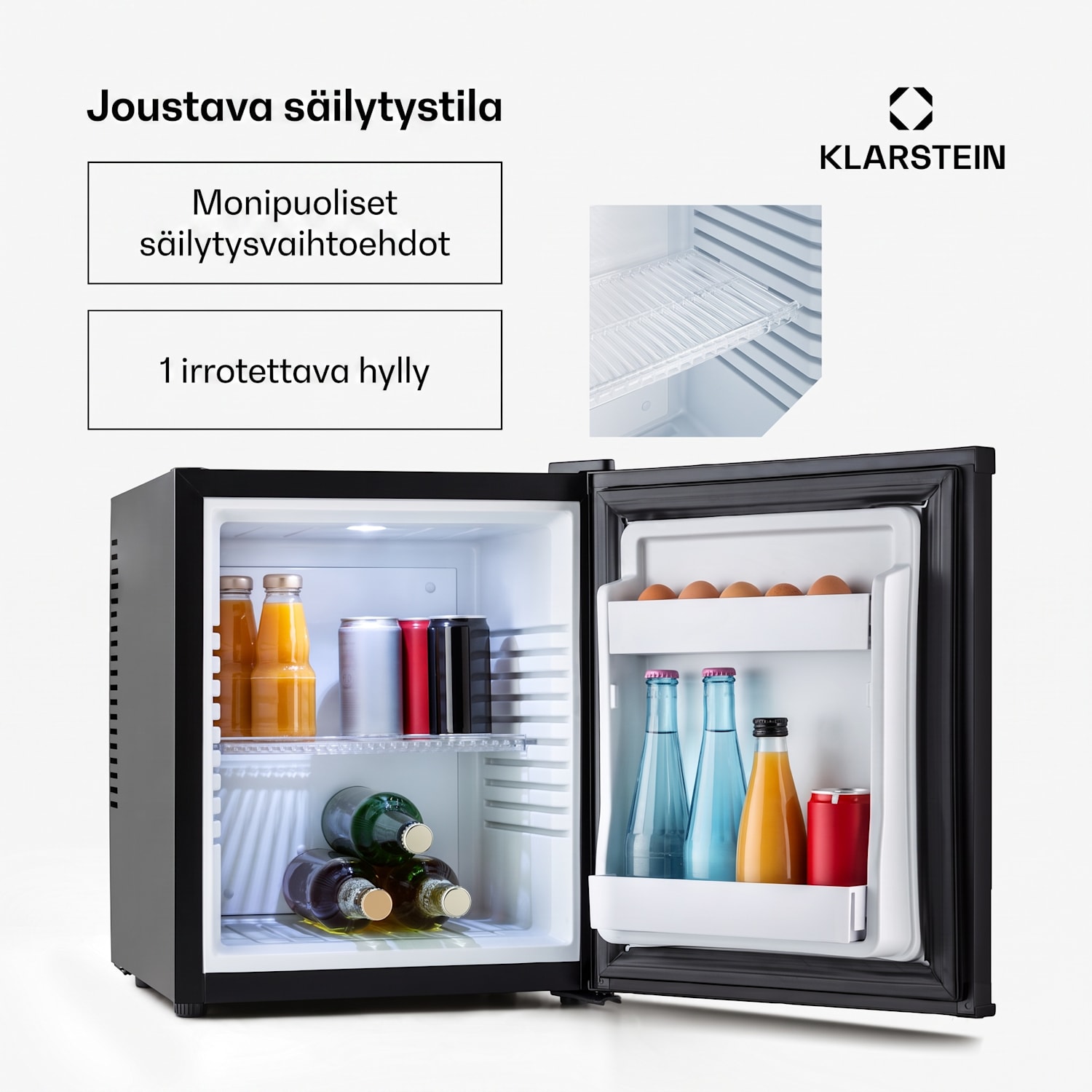 Happy Hour -minibaari 5–15 °C EEK G 25 dB LED-valo 30 L | F | Musta