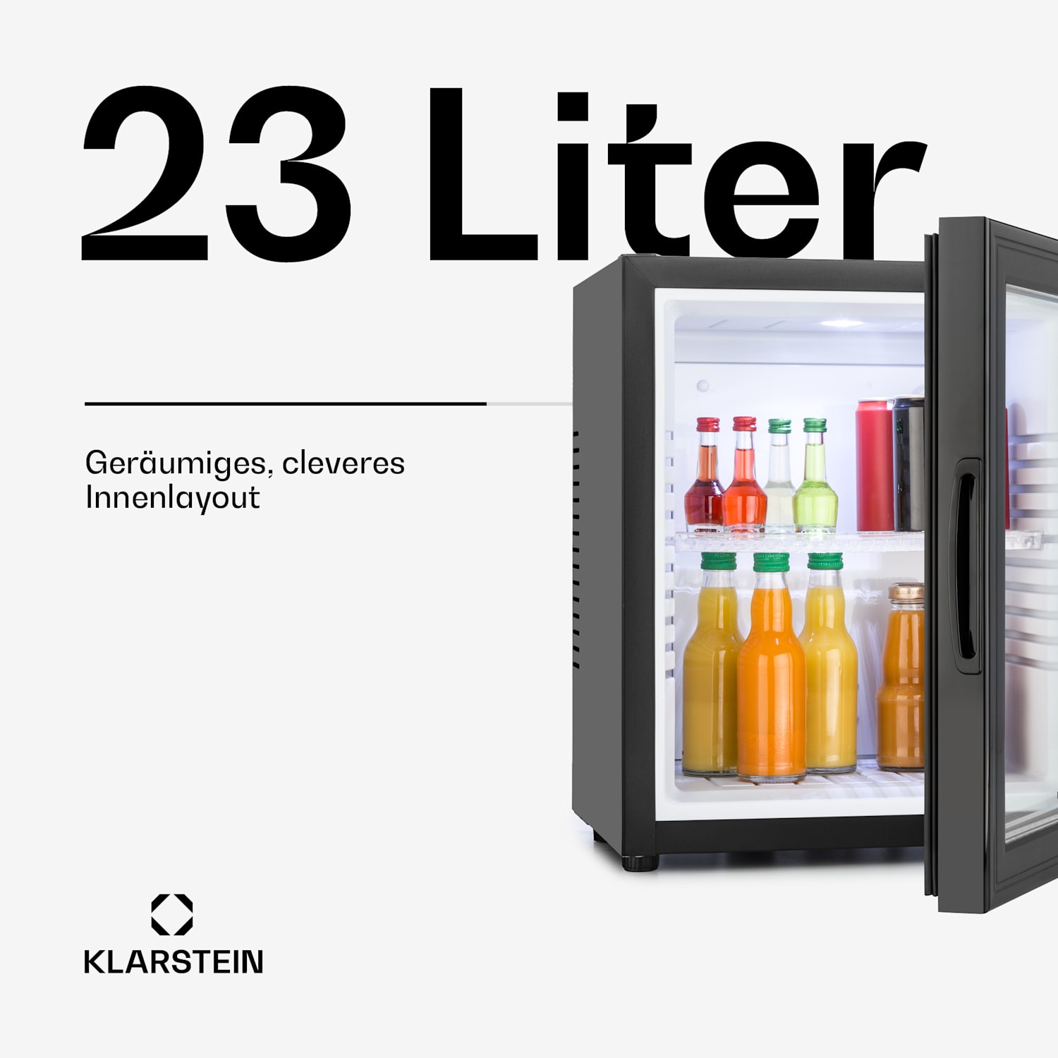 MKS-12 Minibar 24 Liter Klasse E schwarz Glas 0dB 24 Ltr | Schwarz / Weiß