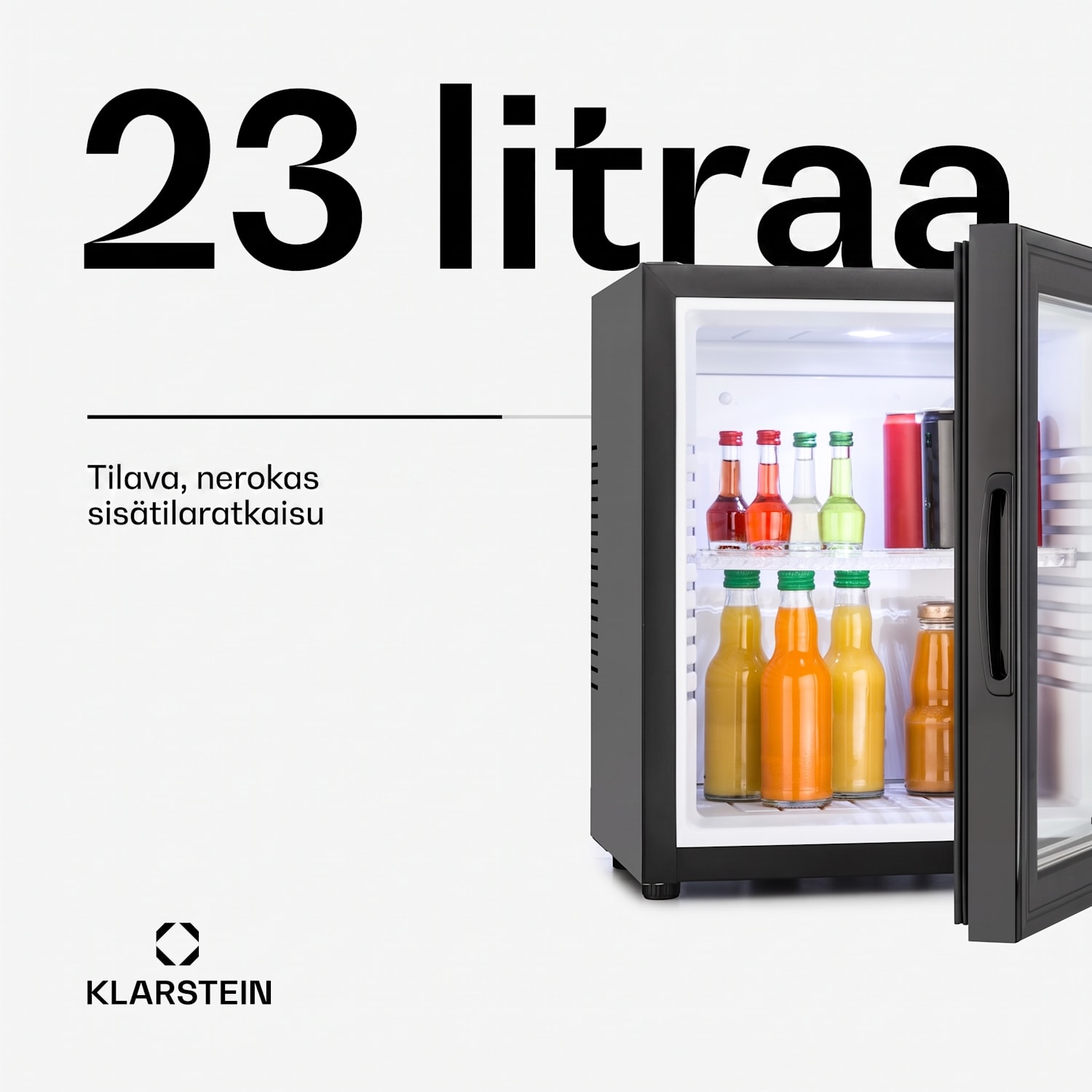 Brooklyn minibaari 23 litraa energiatehokkuusluokka E musta lasi 0 dB 23 L | Musta | Valkoinen