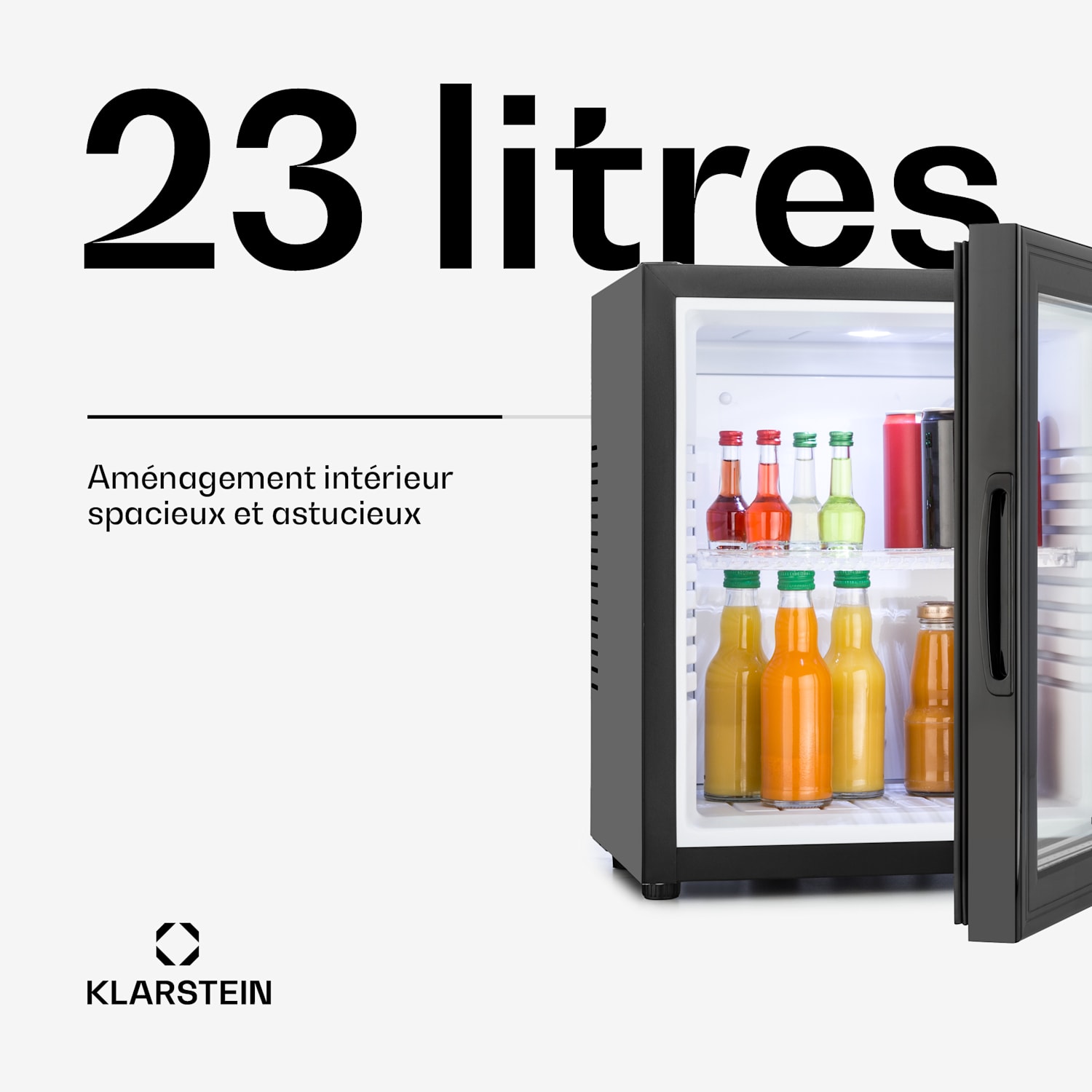 MKS-12 Minibar 24 litres classe E verre noir 0dB 24 L | Noir / Blanc