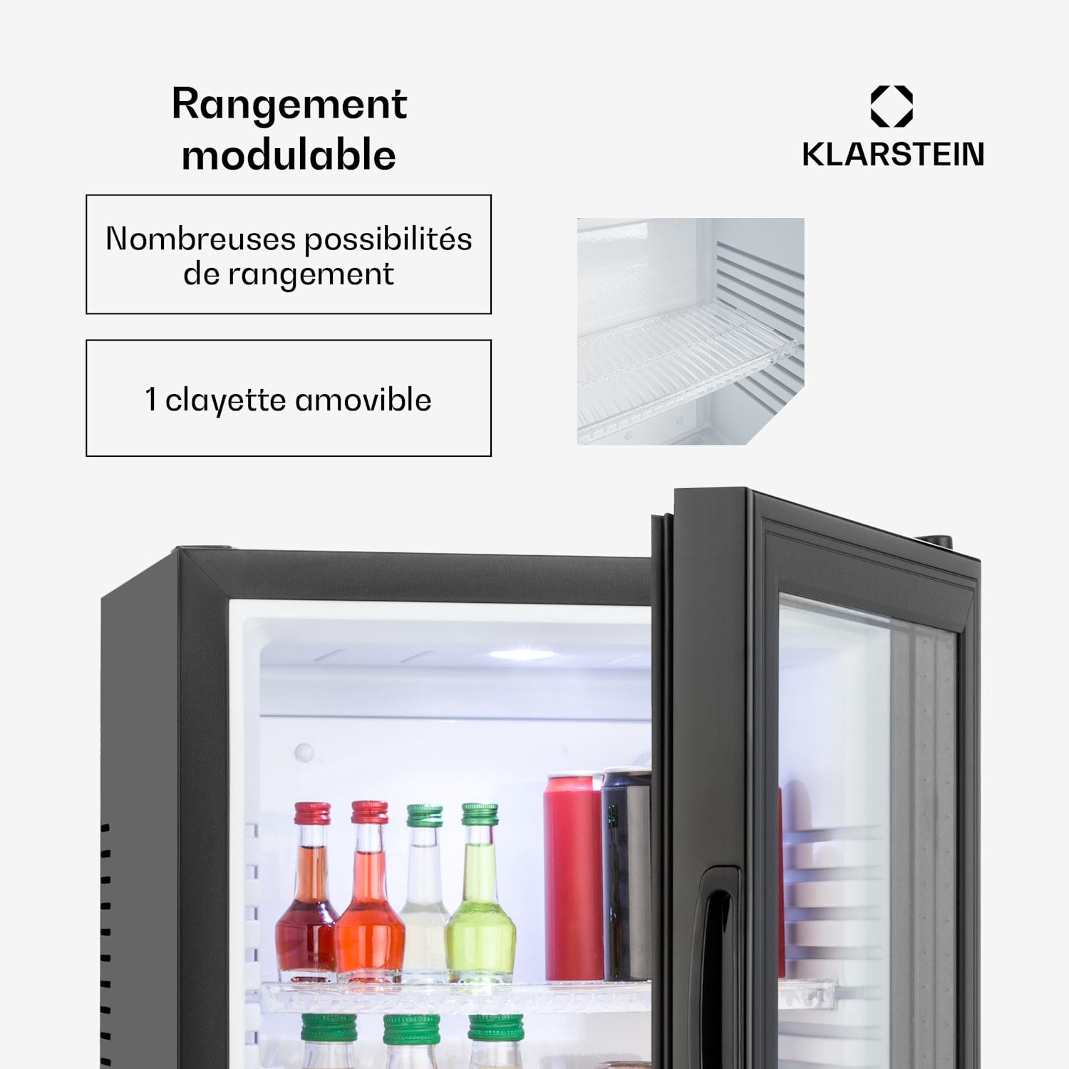 MKS-12 Minibar 24 litres classe E verre noir 0dB 24 L | Noir / Blanc