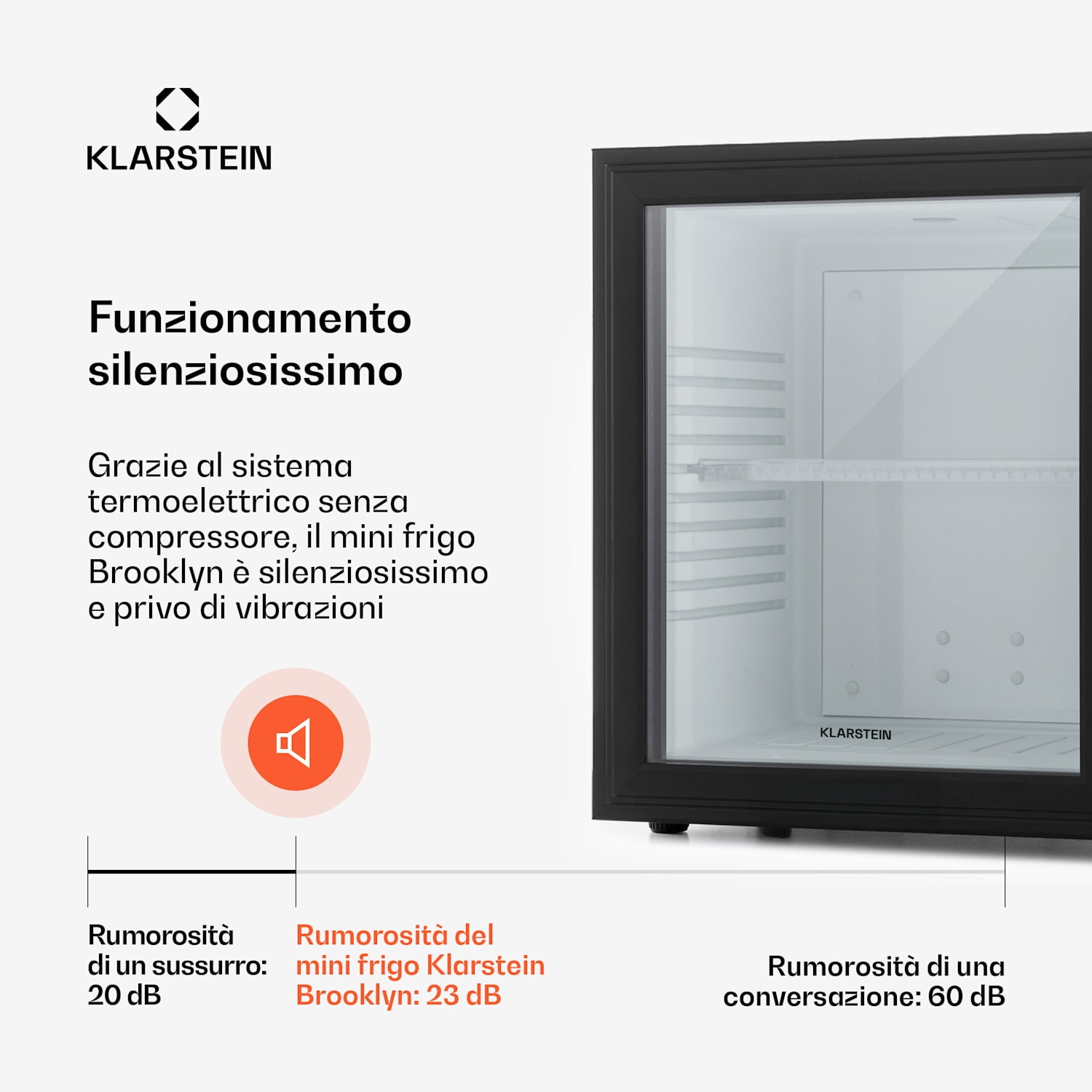 MKS-12 Minibar 24 litri classe E vetro nero 0dB 24 Ltr | Nero / Bianco