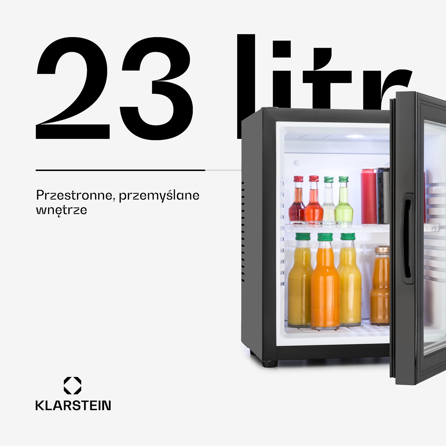 MKS-12, mini lodówka, 23 l, 23 db, czarna 24 Ltr | Czarny / Biały