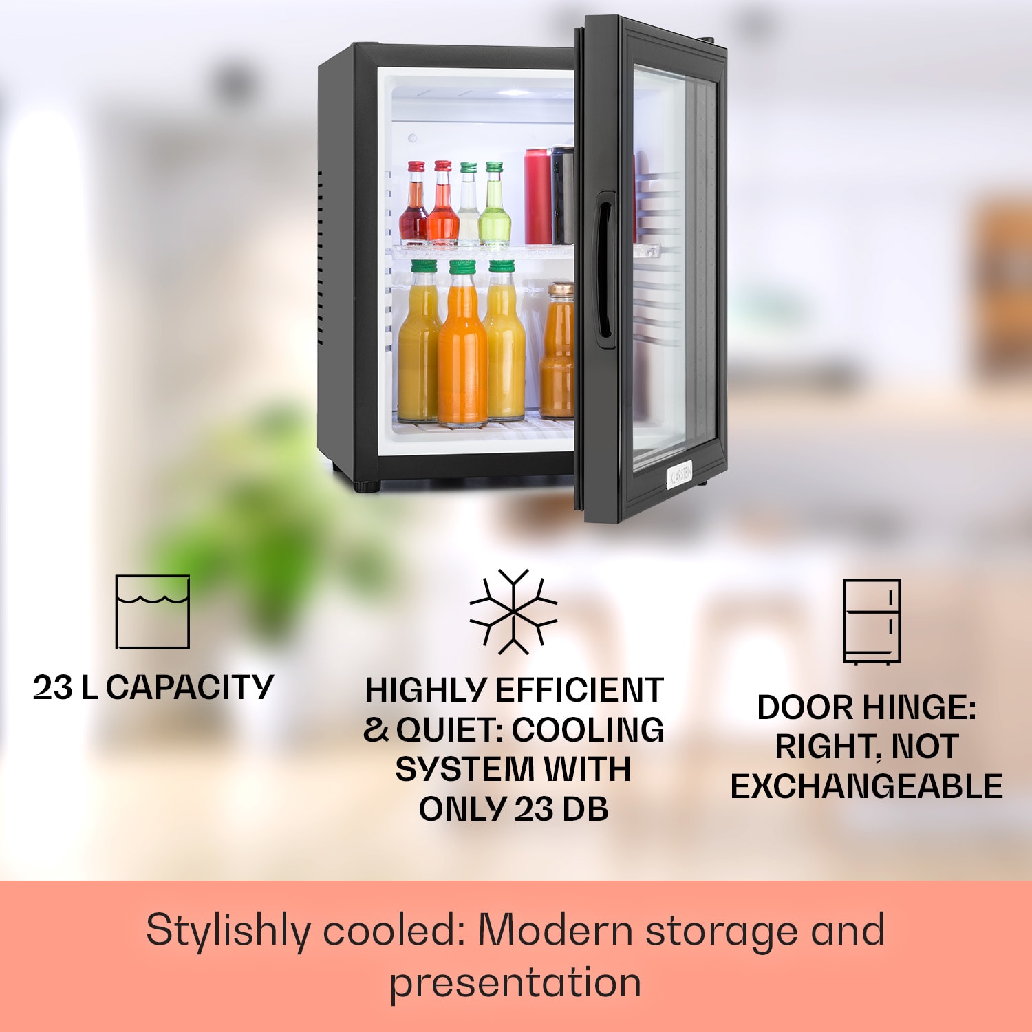 Хладилник HEA-MKS-12, черен, 23 л, 23 dB 24 Ltr | Черно / бяло