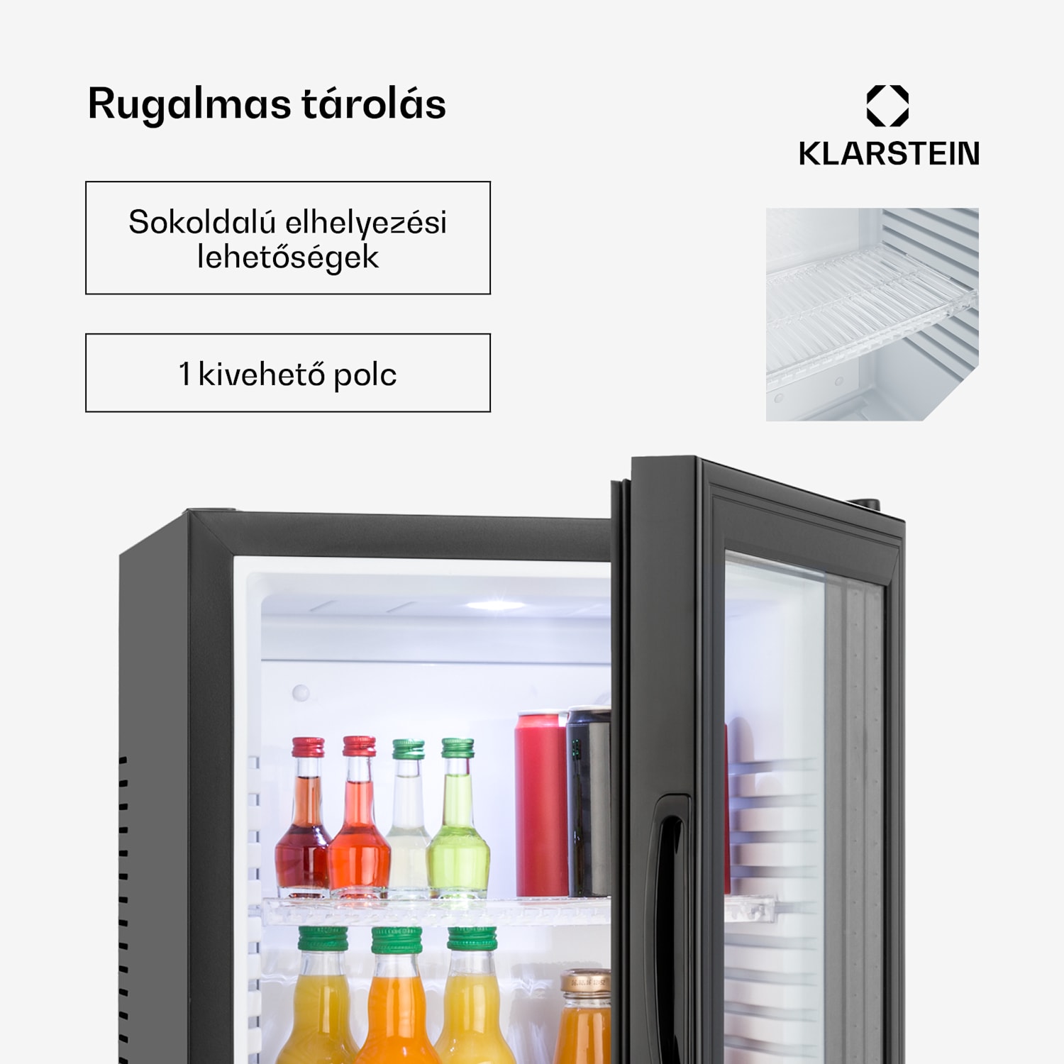 Brooklyn minibár, 30 liter, F energiahatékonysági osztály, fekete, üveg 30 liter | Fekete | Fehér