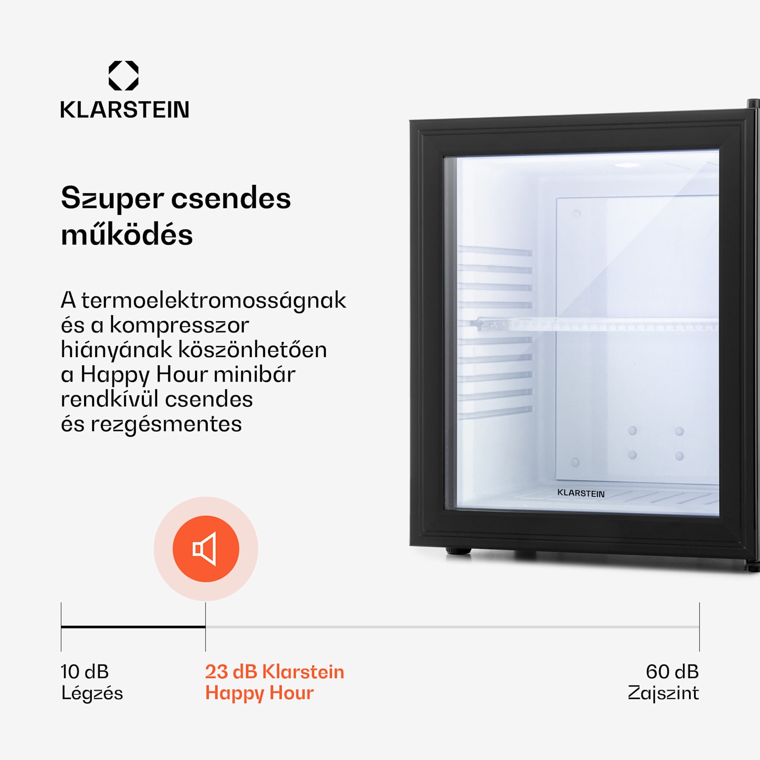 Brooklyn minibár, 30 liter, F energiahatékonysági osztály, fekete, üveg 30 liter | Fekete | Fehér