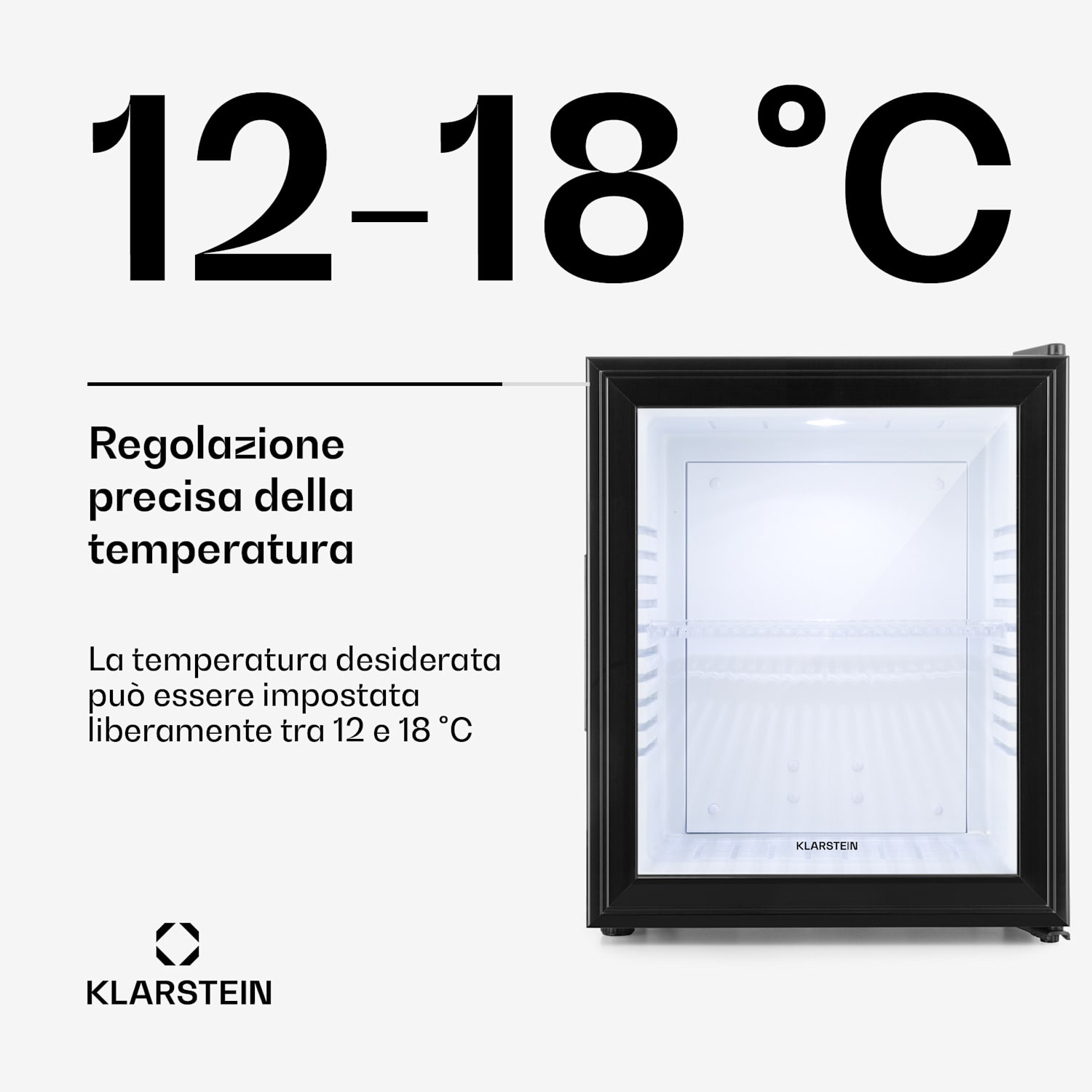 Brooklyn Minibar Mini frigo 3 livelli di temperatura Volume: 30L 23 dB Porta di vetro nera 30 Ltr | Nero | Bianco