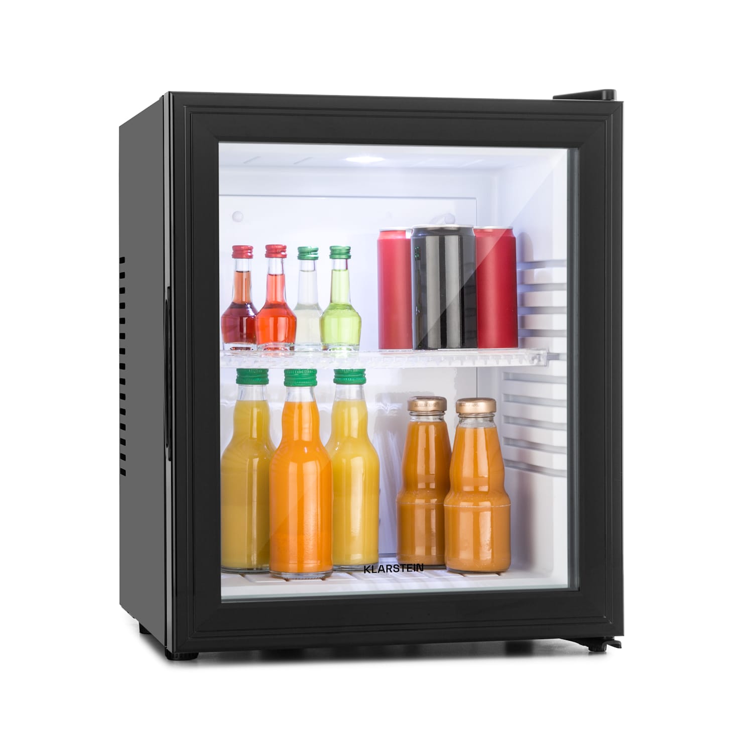 Brooklyn Minibar Mini Frigorífico 3 níveis de temperatura Volume: 30L 23 dB Porta de vidro preta 30 L | Preto | Branco