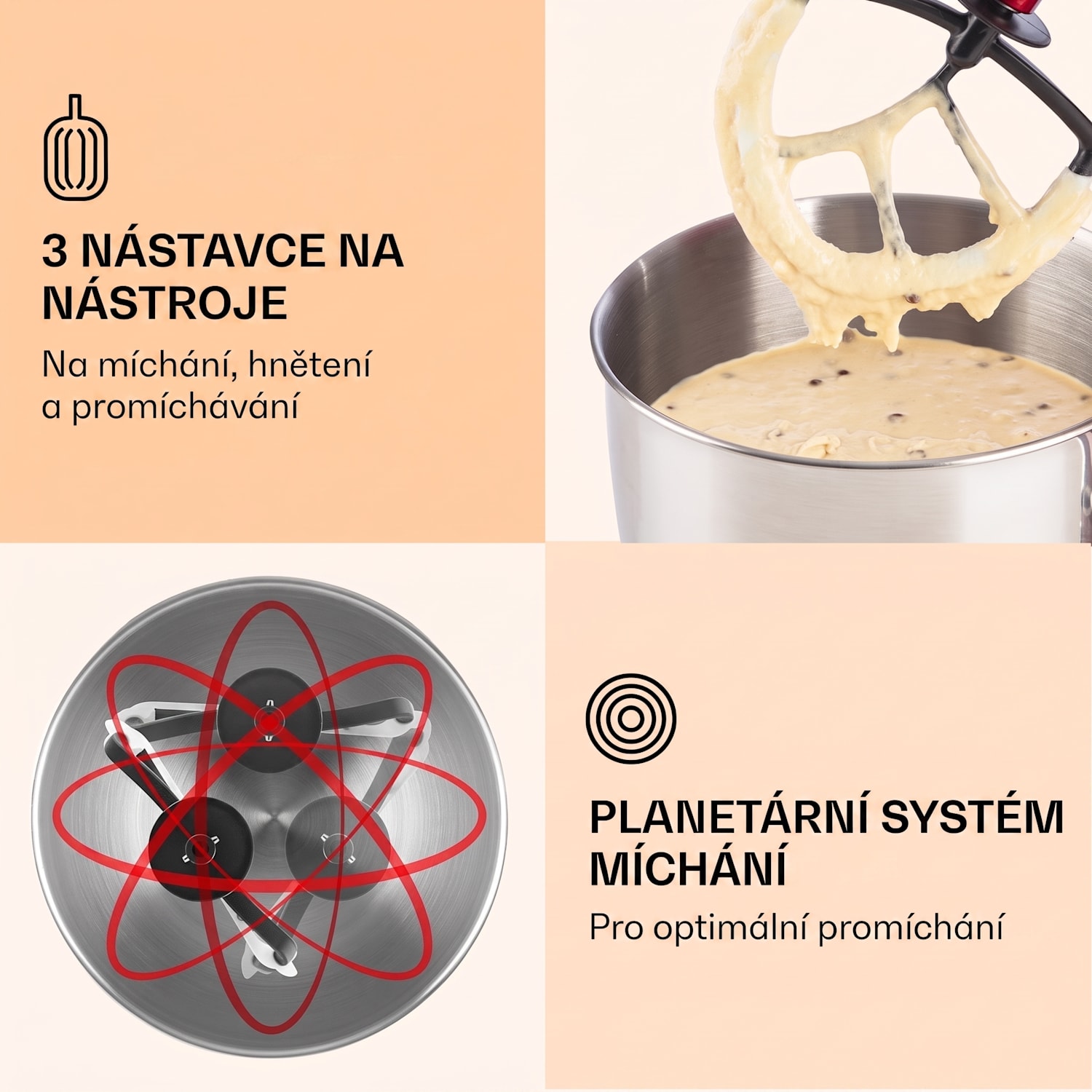 Lucia, kuchyňský robot, mixér, mlýnek, 1800 W, 2,7 HP, 5 l, nerezová ocel, bez BPA Červená