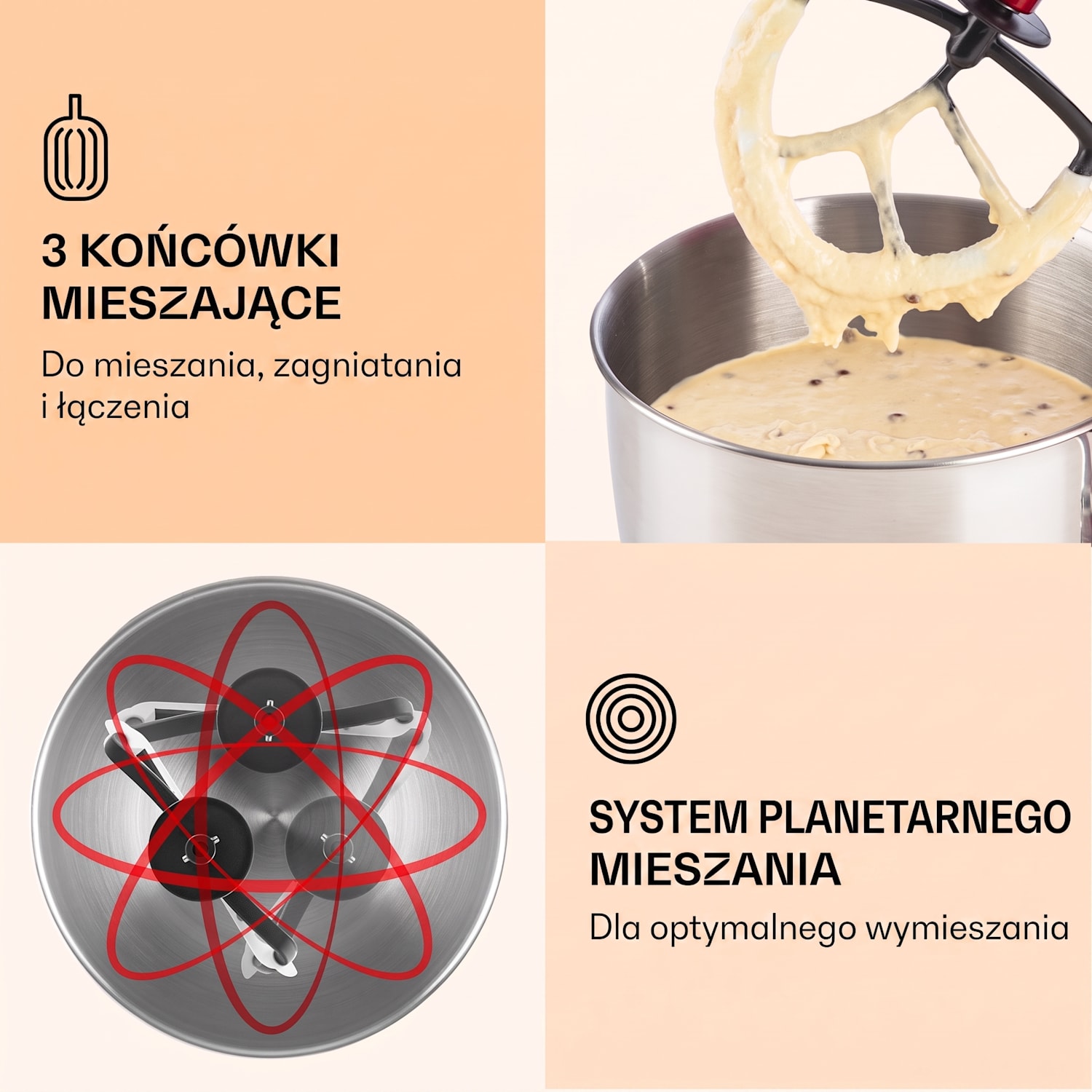 Lucia, robot kuchenny, 3 w 1, 1800 W / 2,7 PS, 5 l, stal nierdzewna, bez BPA Czerwony