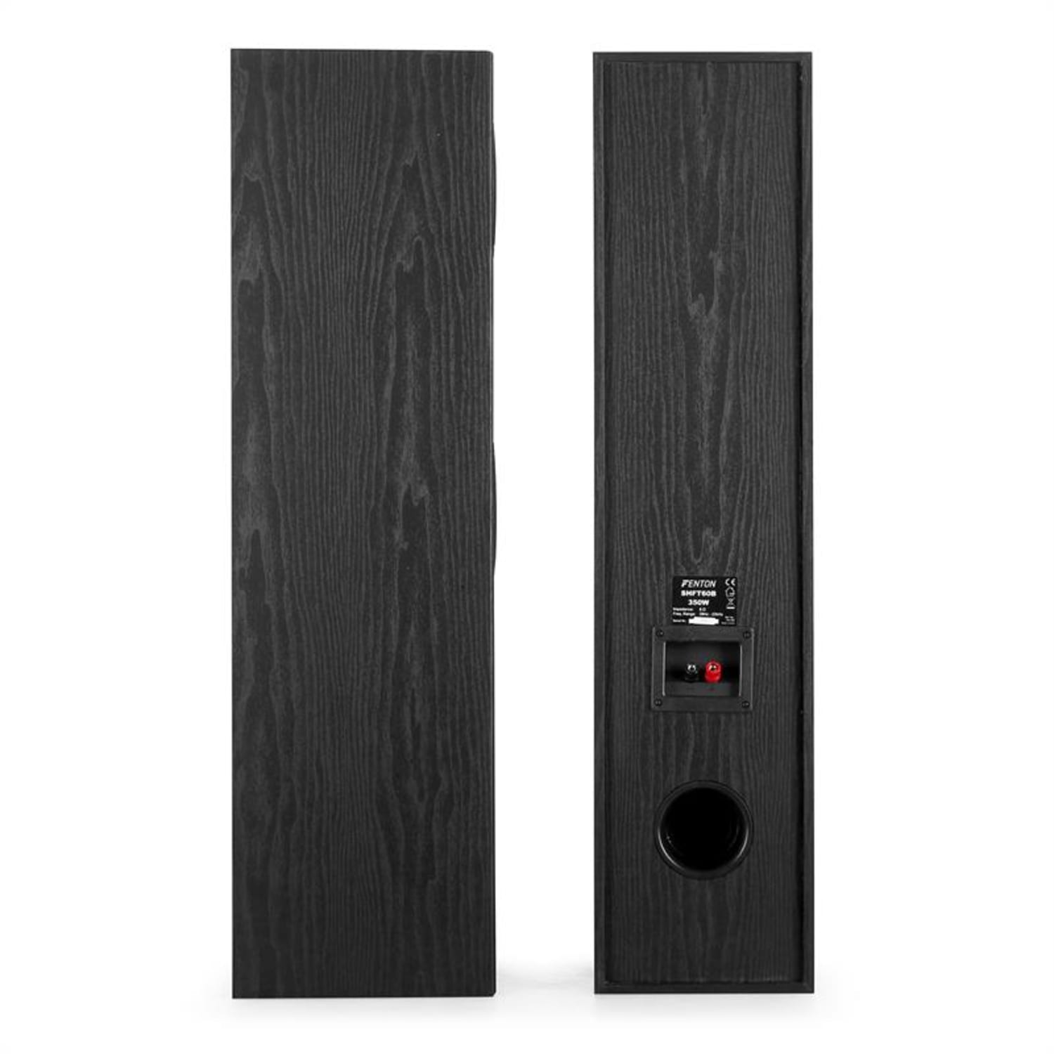 Pair Skytronic SHFT60B Home Hifi Tower Speakers 3-Way Bass Reflex 350W - Black 