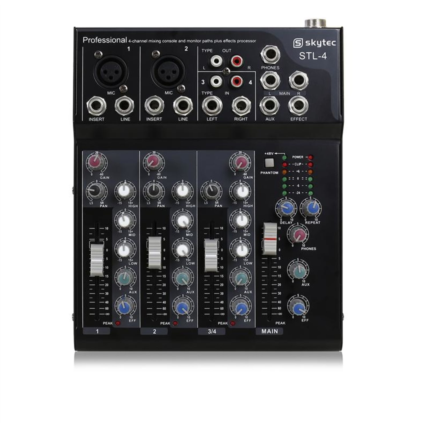 STL-4 4-kanálový mixážny pult Studio PA Delay-efekt