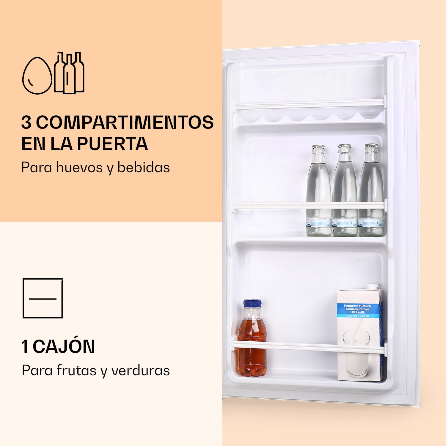 Frigorífico 90L1-WH 91 litros, 47 x 84 x 48 cm (ancho x fondo) 41 dB blanco 