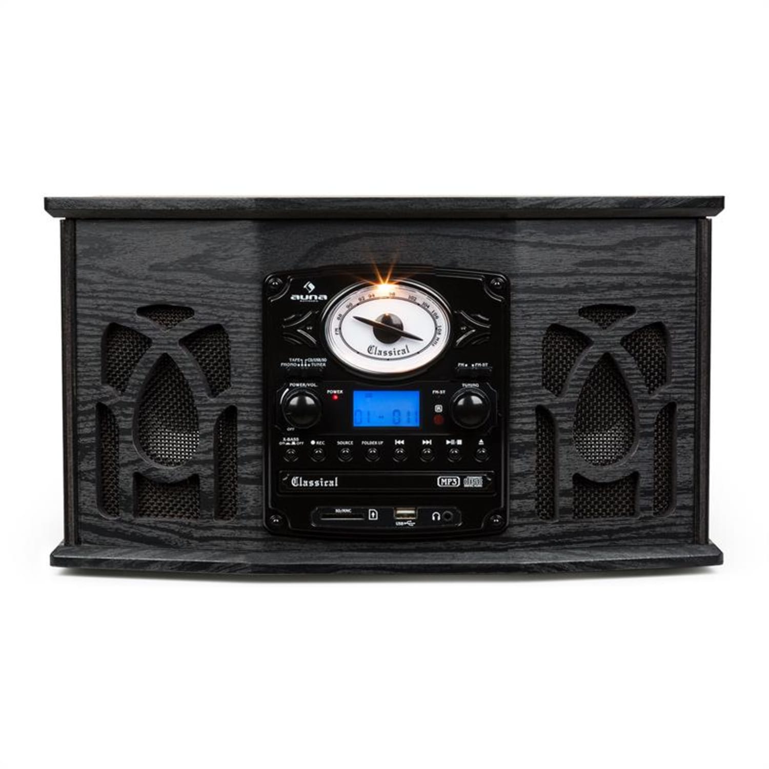 NR-620 Impianto stereo giradischi con lettore MP3 Legno nero 