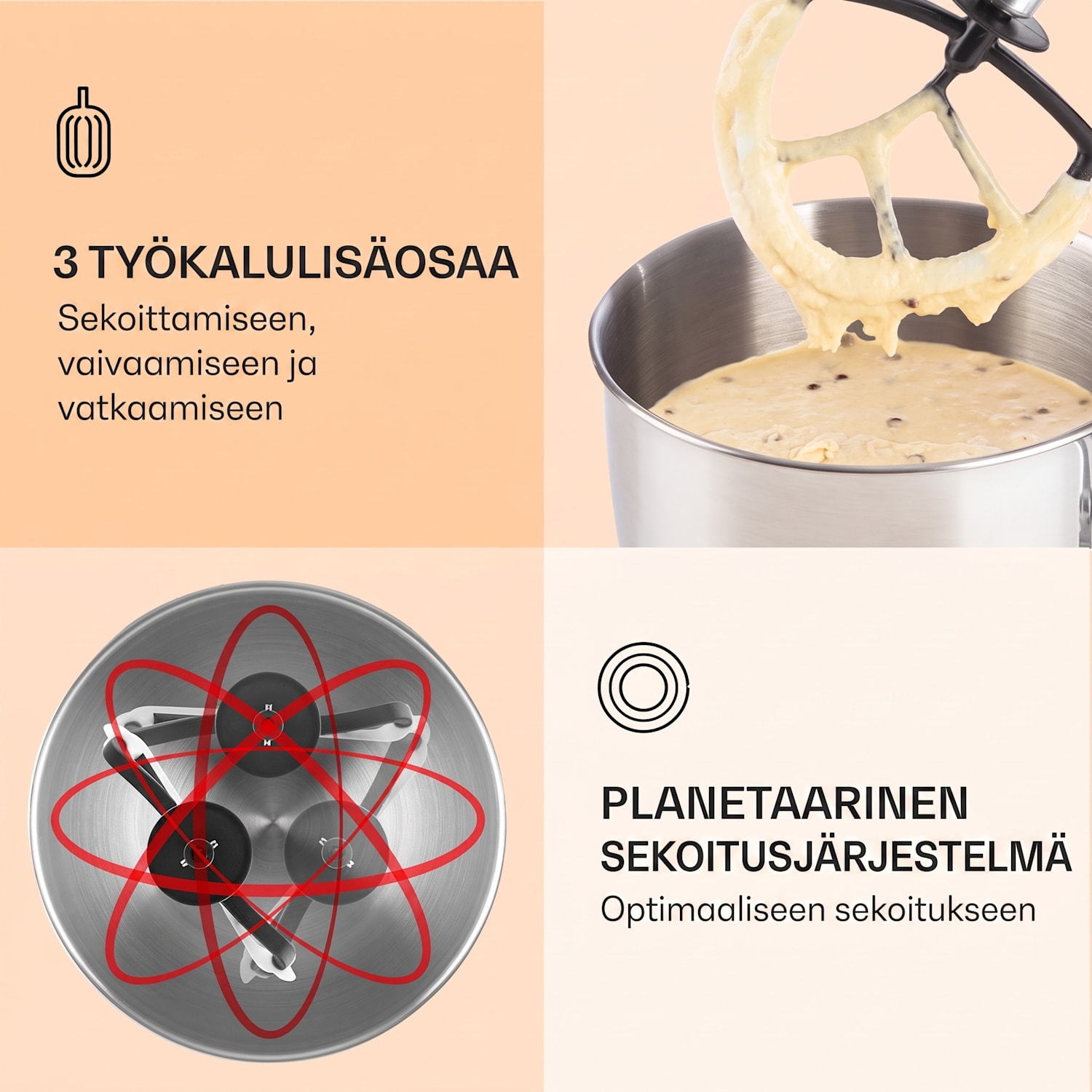 Bella-yleiskone 1800 W / 2,7 hv 5 litraa ruostumatonta terästä BPA-vapaa Valkoinen