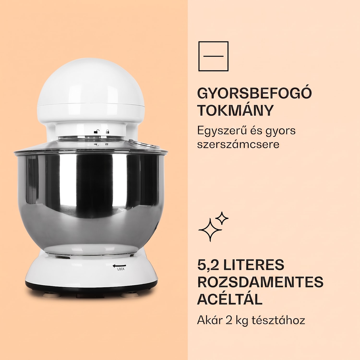 Bella, konyhai robotgép, 1800 W, 2,7 PS, 5,2 L Fehér