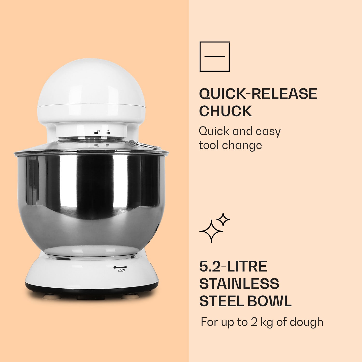 Bella Food Processor 1800 W / 2.7 PS 5 Litre Stainless Steel BPA-free White