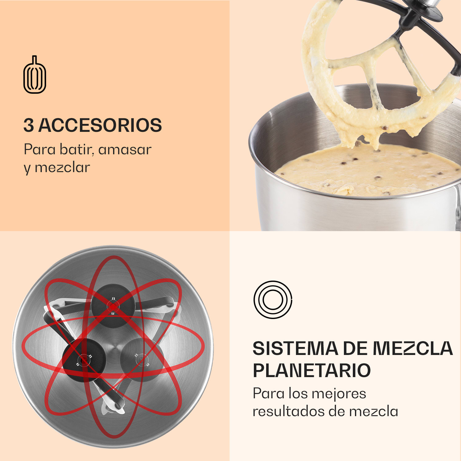 Lucia robot de cocina 3 en 1 1800 W/2,7 PS 5 L acero inoxidable sin BPA Blanco