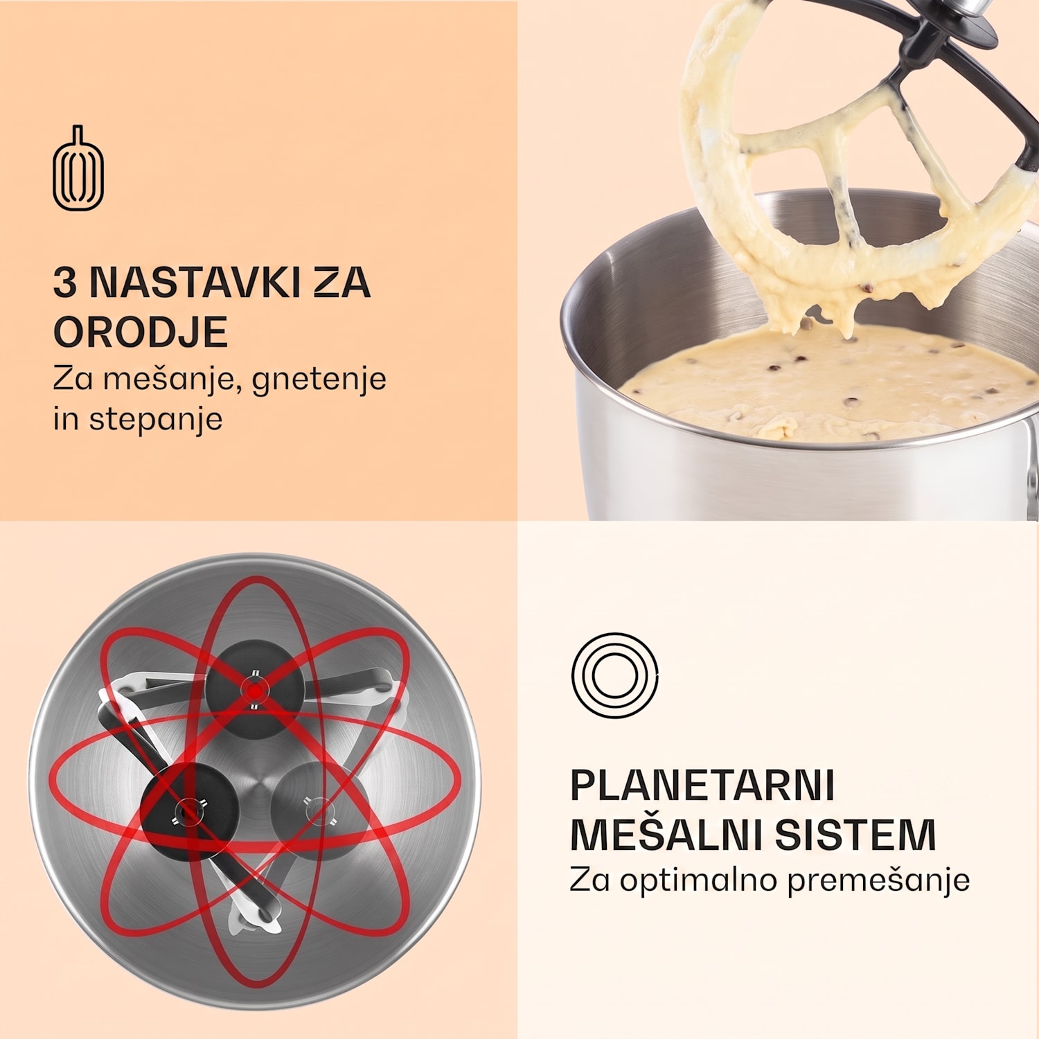 Lucia kuhinjski robot 3-v-1, 1800 W / 2.7 PS 5 litrov nerjaveče jeklo, brez BPA Bela