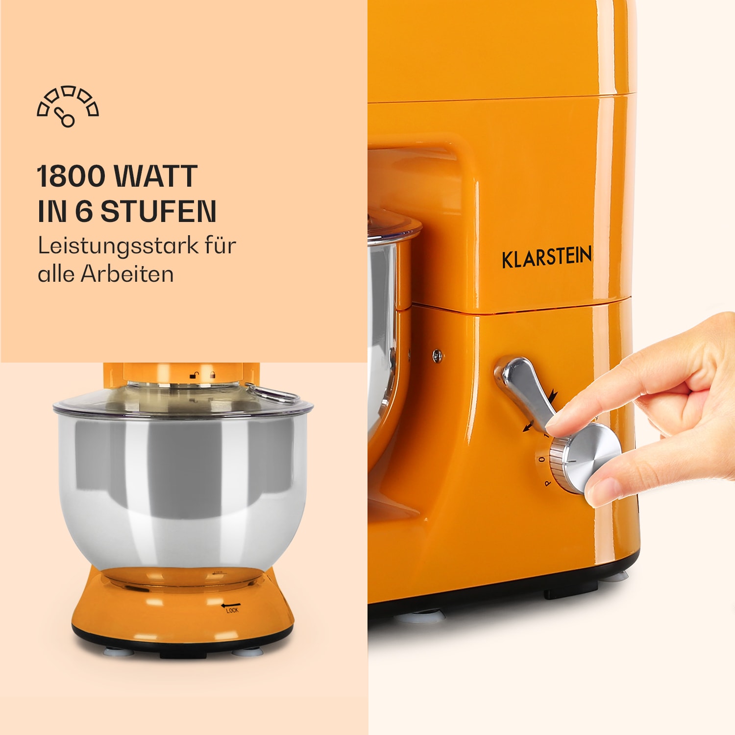 Lucia Küchenmaschine 3-in-1 1800 W / 2,7 PS 5 Ltr Edelstahl BPA-frei Merigold