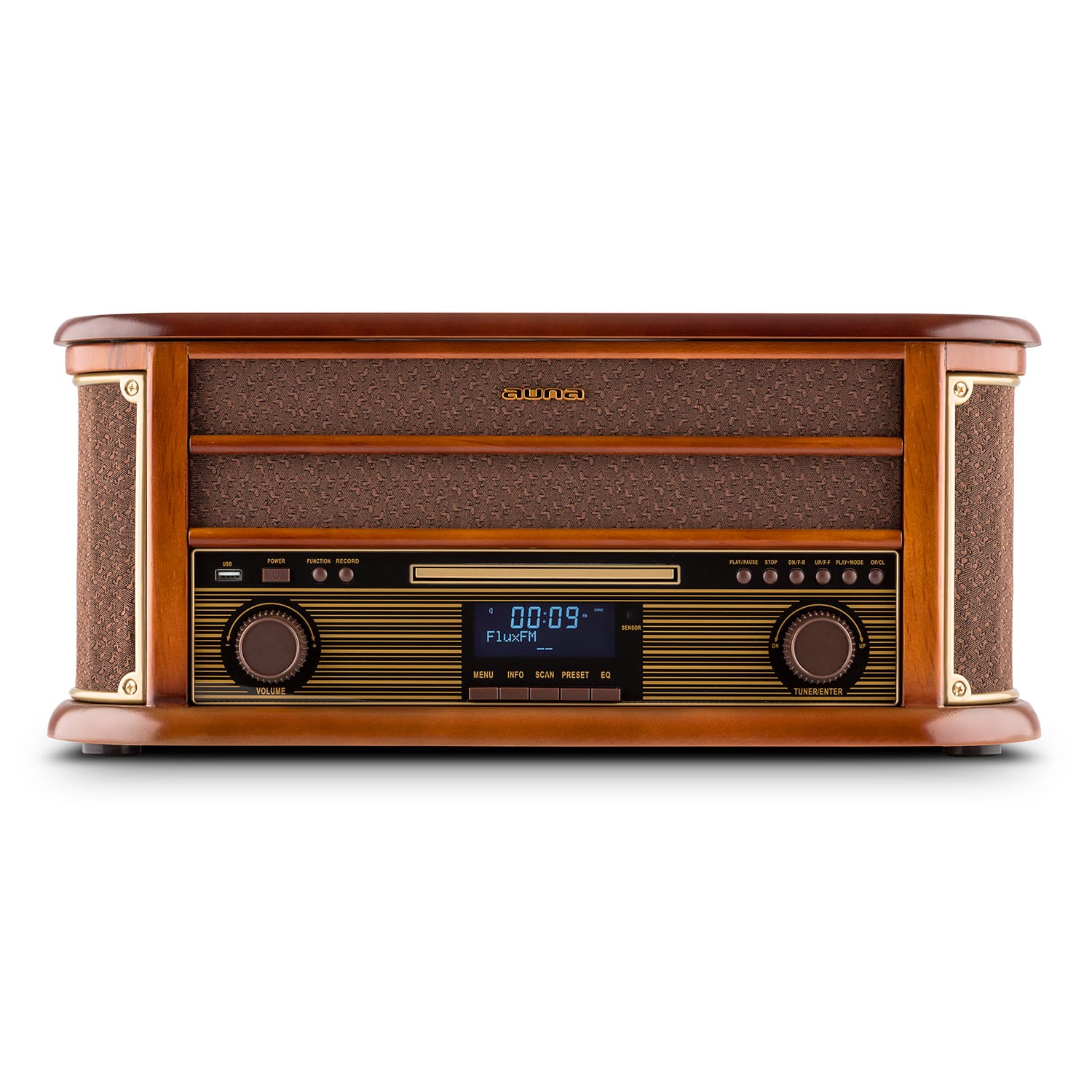 Belle Epoque 1908 Retro Vintage Stereo Turntable Vinyl FM CD MP3 USB CD player | Cherry Wood