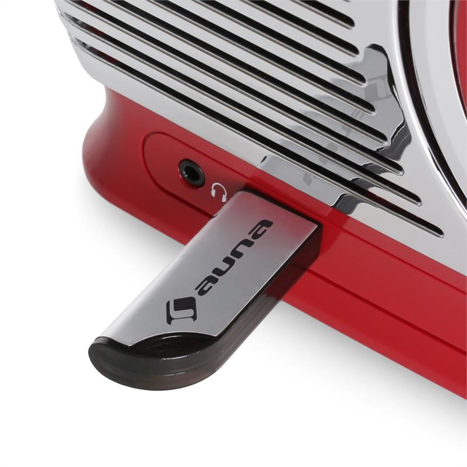Radioodtwarzacz w stylu retro Auna MCP-69 UKW USB CD na baterie Czerwony