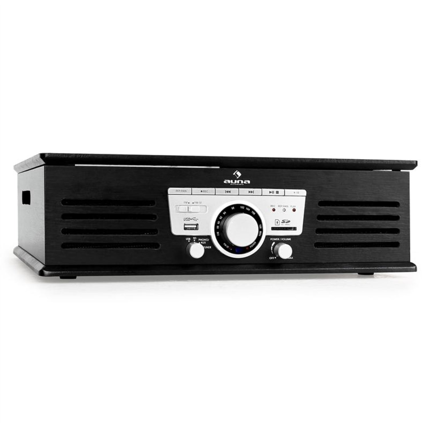 TT-92B, gramofon, wbudowane głośniki, USB, SD, AUX, UKF, czarny Czarny