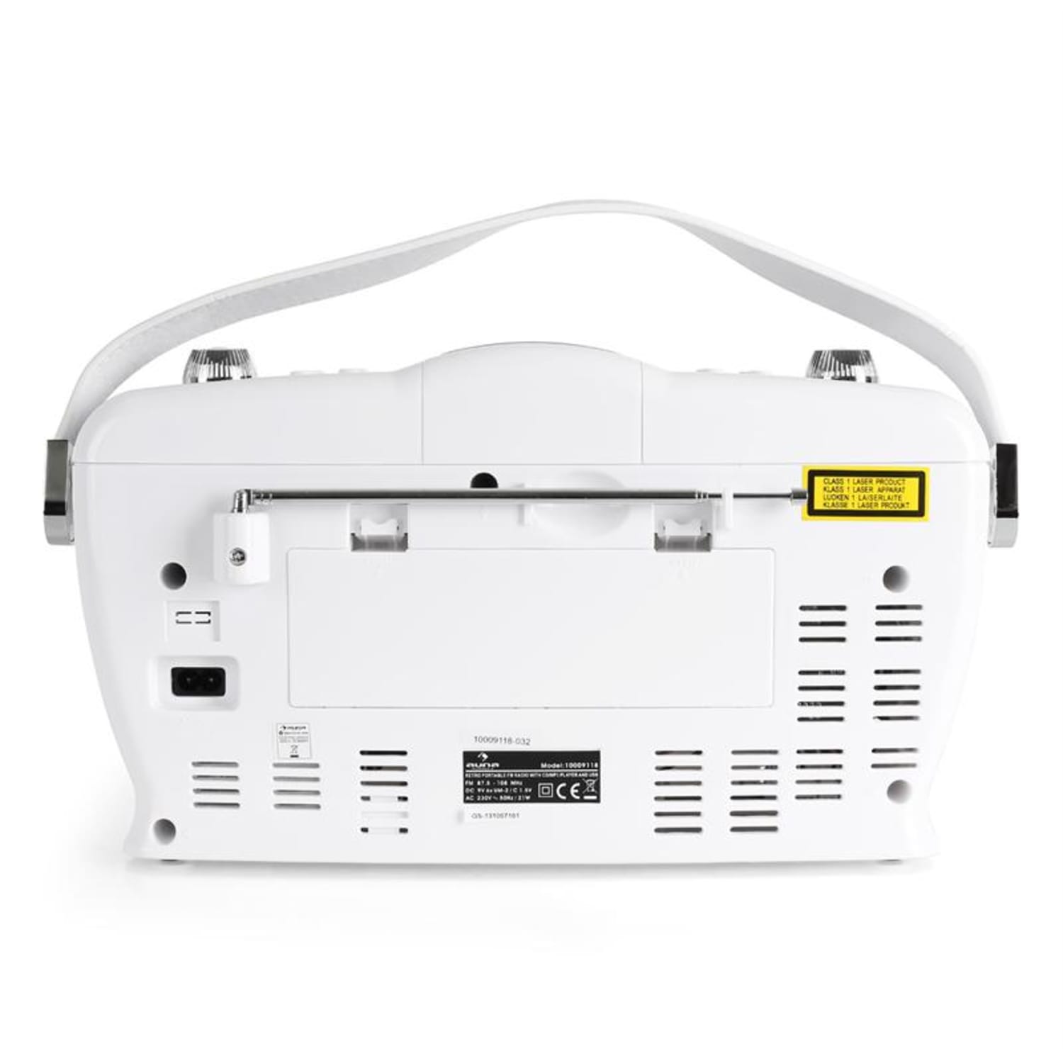 RCD-70 Radio retro FM USB CD pilas blanco Blanco
