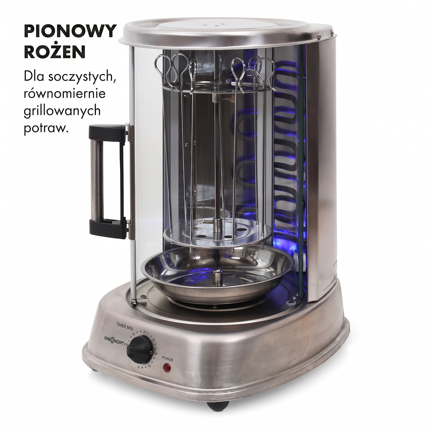 Kebap Master Pro, grill pionowy, 1500 W, rożen 1500 W | Srebrny