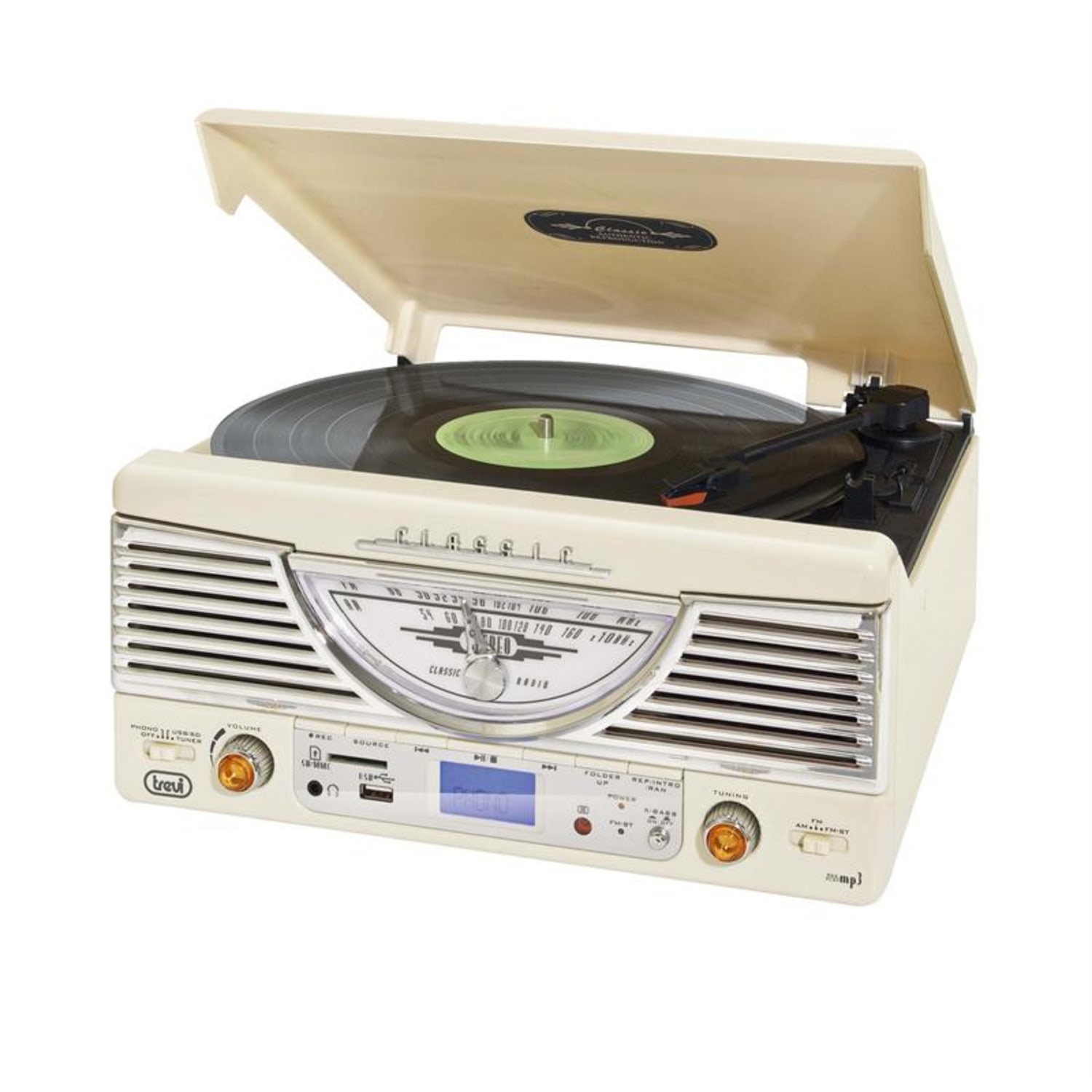 TT-1062E vintage sztereó készülék, fehér, USB, SD, MP3 Fehér