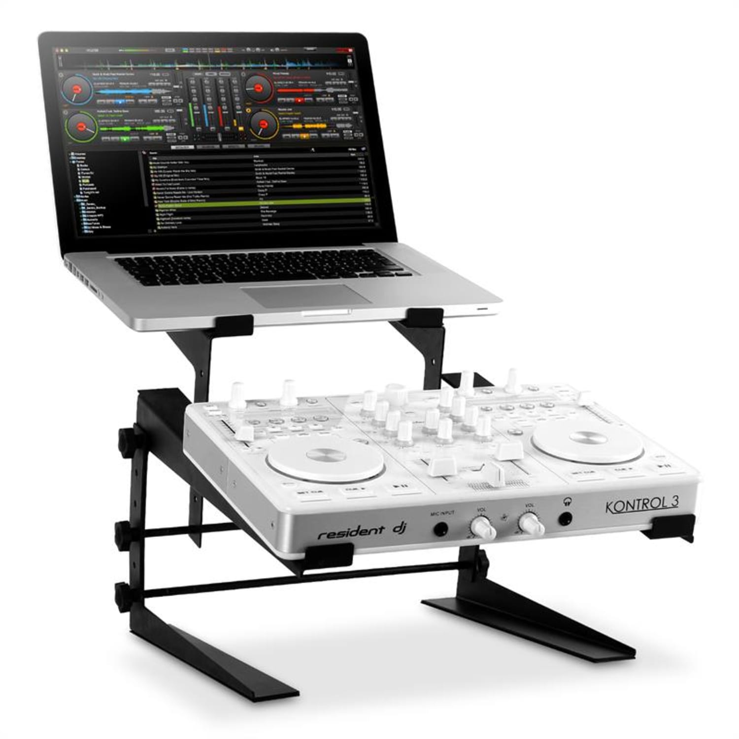 DJX-250 stojalo za prenosni računalnik in miks-pult/controller, črn 