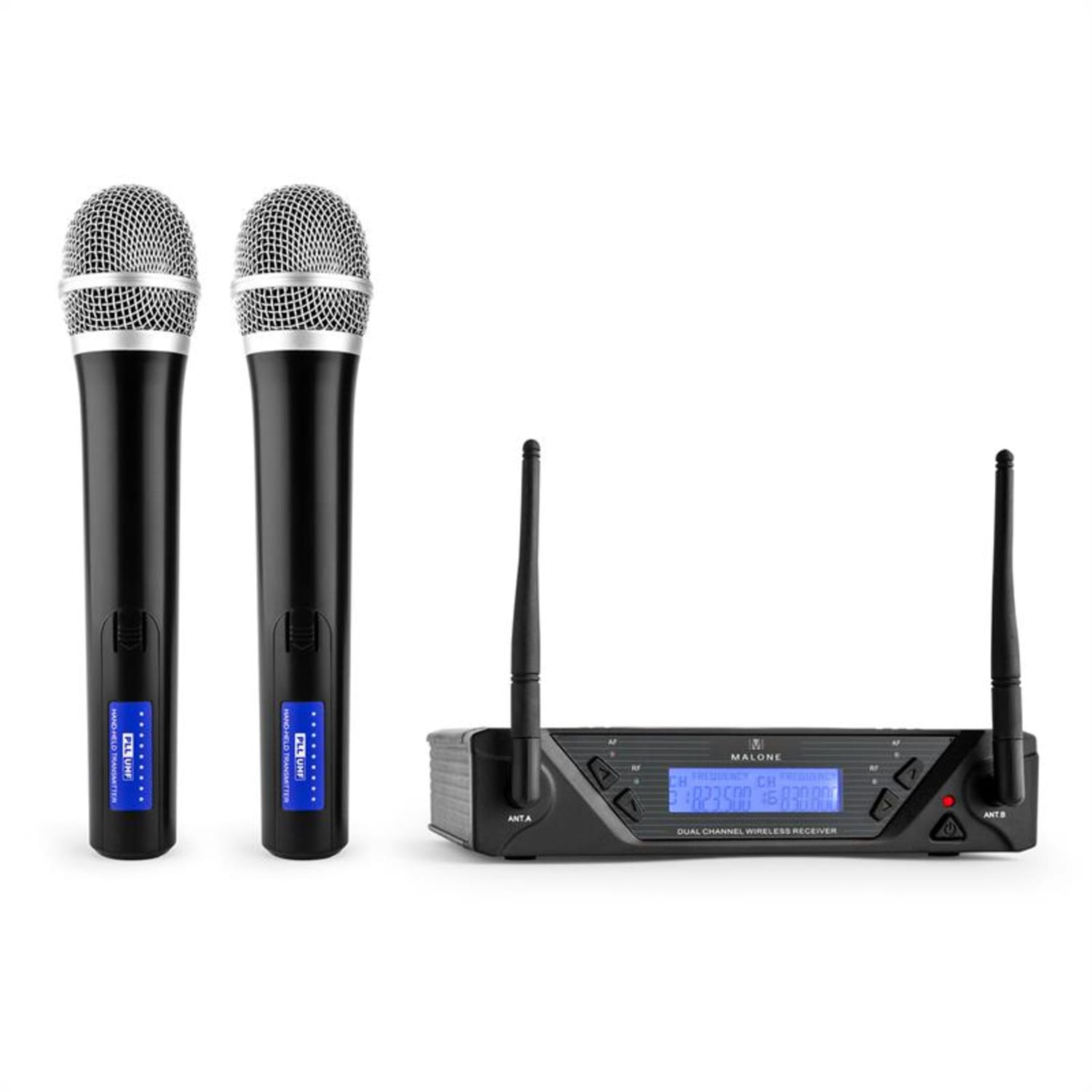 UHF-450 Duo1 2-kanavainen langaton UHF-mikrofonisetti 2 x käsimikrofoni