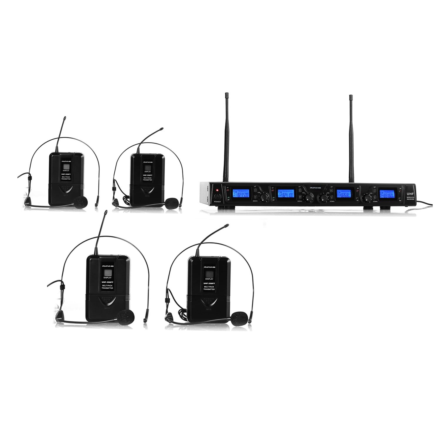 UHF-550-2 Quartett2 Set micro UHF sans fil 4 canaux 4 x Micros casques
