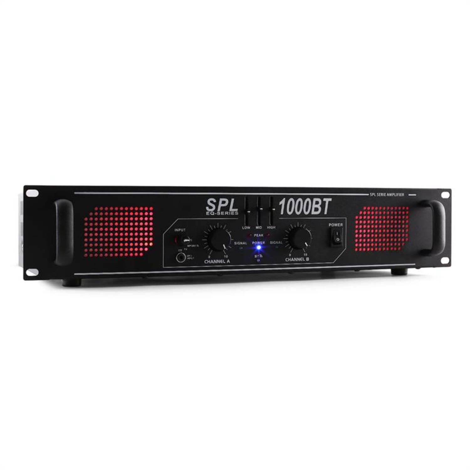 SPL 1000BT Wzmacniacz HiFi-PA Bluetooth AUX LED EQ Equalizer / Bluetooth | 2x 500 W (4 Ohm) / 2x 350 W (8 Ohm) | Czarny