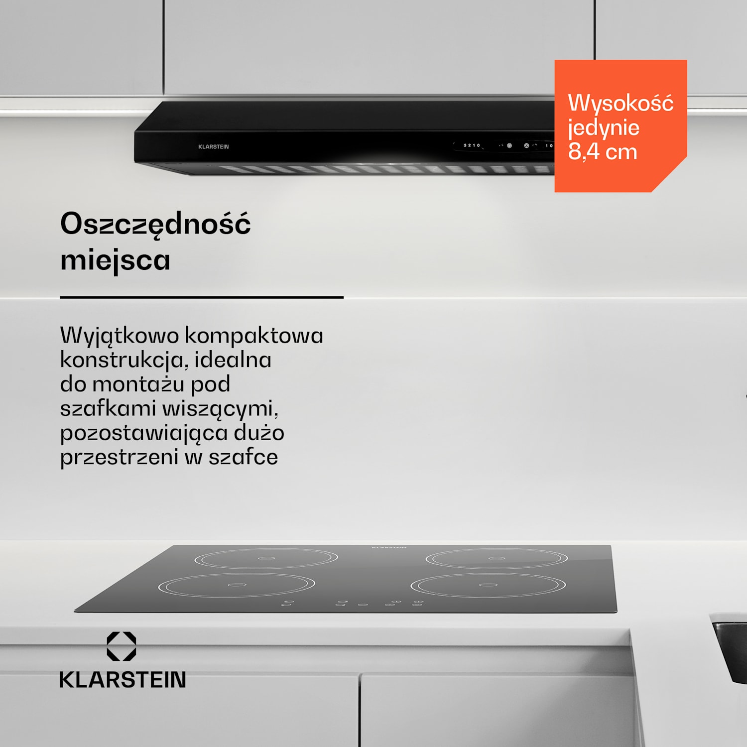 UW60BL, okap kuchenny podszafkowy, 60 cm, 170 m³/h, kolor czarny 