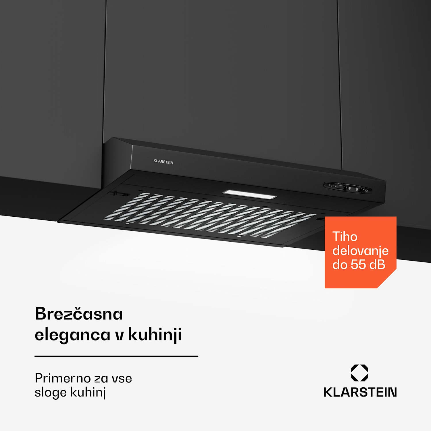 UW60BL Ekstraktorska napa za štedilnik 115 W Stainless jeklo, črn 