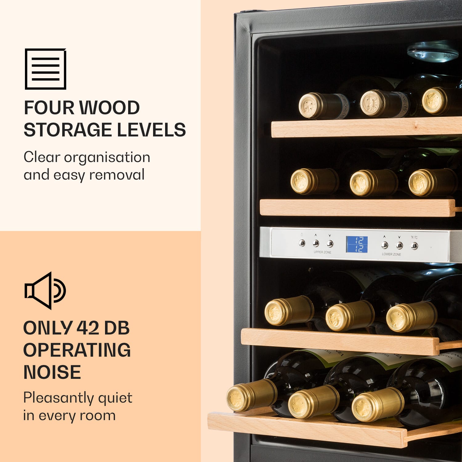 Reserva 12 Duo - Frigorifero per vini a due zone, 34 litri, 12 bottiglie, acciaio inox 