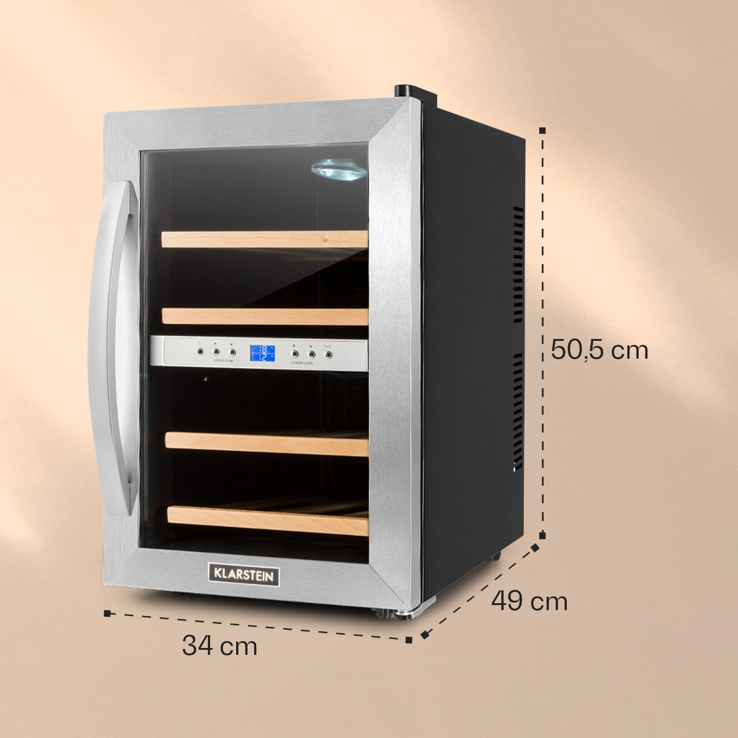 Reserva 12 Duo - Frigorifero per vini a due zone, 34 litri, 12 bottiglie, acciaio inox 