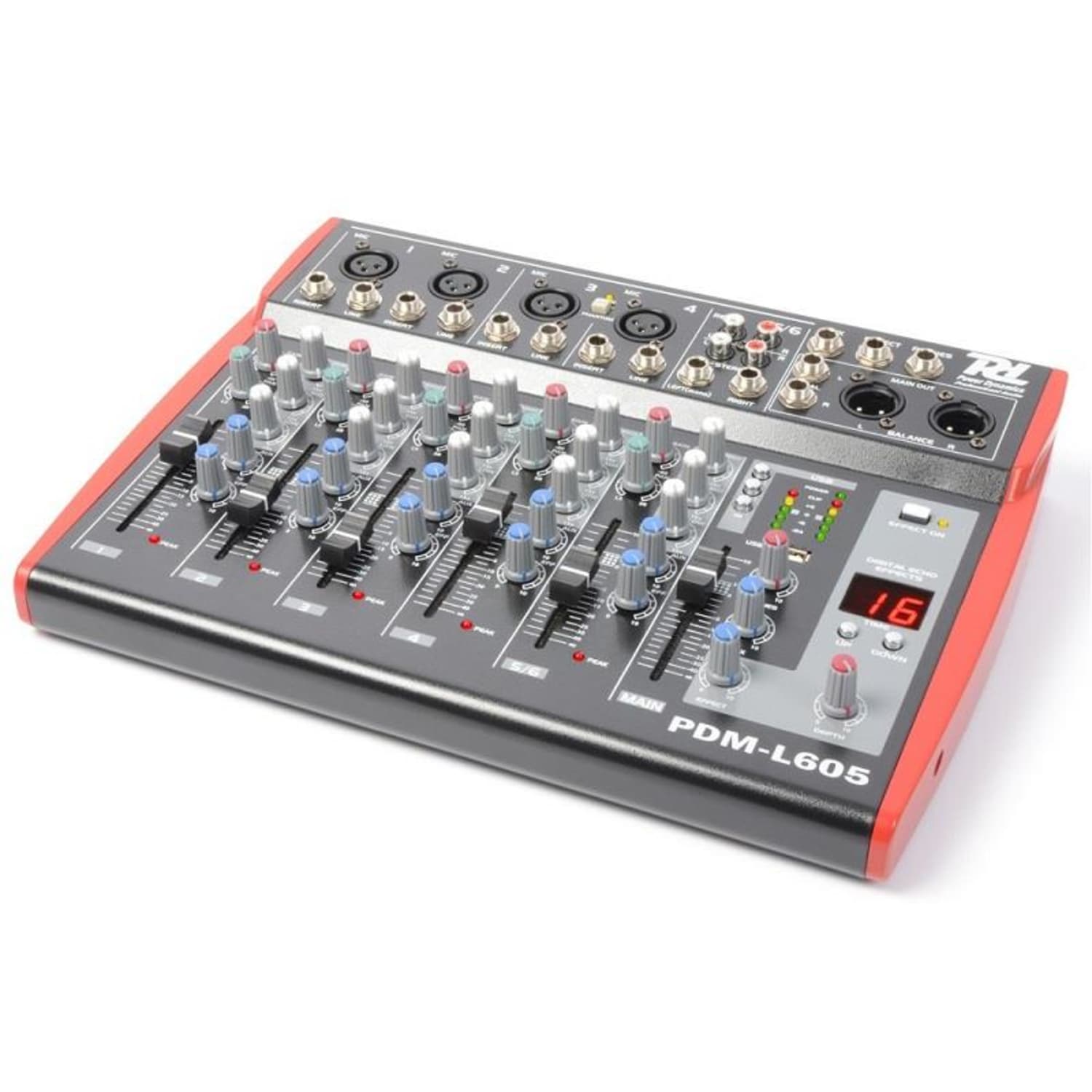 PDM-L605, 6 kanálový mix. pult, USB, AUX,+48V 