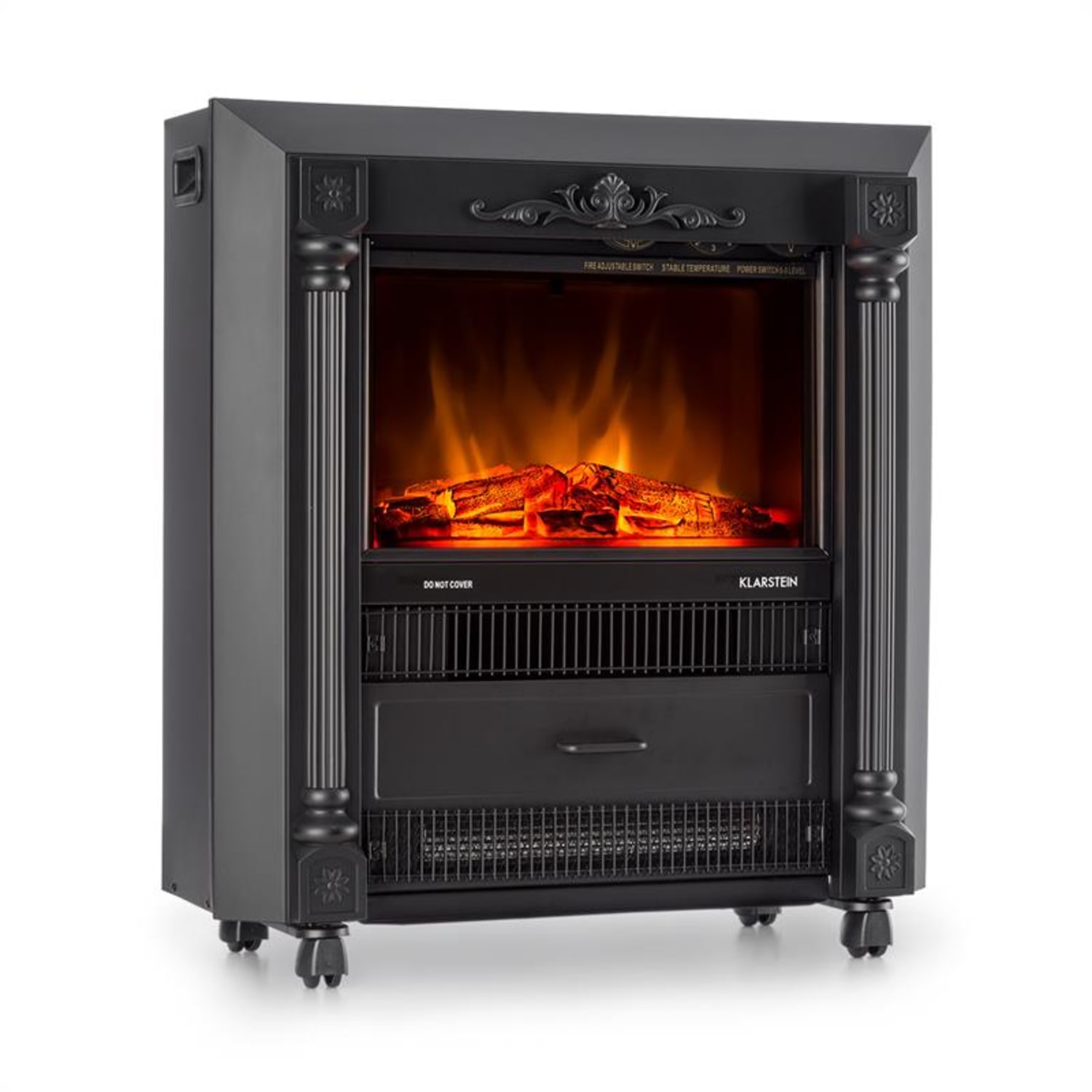 Grenoble elektrische haard sfeerhaard | kachelventilator | 3 warmtestanden | max. 1850 watt | wieltjes | thermostaat 