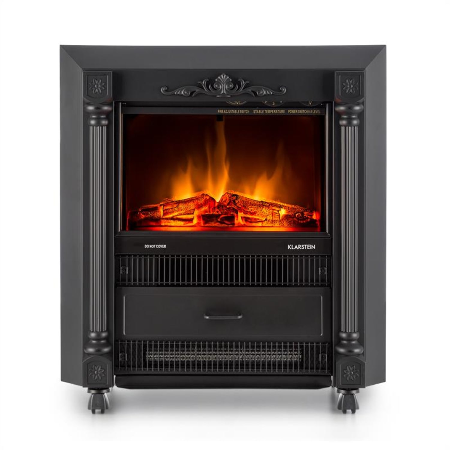 Grenoble elektrische haard sfeerhaard | kachelventilator | 3 warmtestanden | max. 1850 watt | wieltjes | thermostaat 