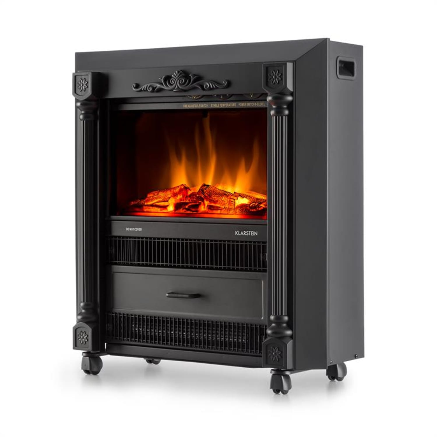 Grenoble elektrische haard sfeerhaard | kachelventilator | 3 warmtestanden | max. 1850 watt | wieltjes | thermostaat 
