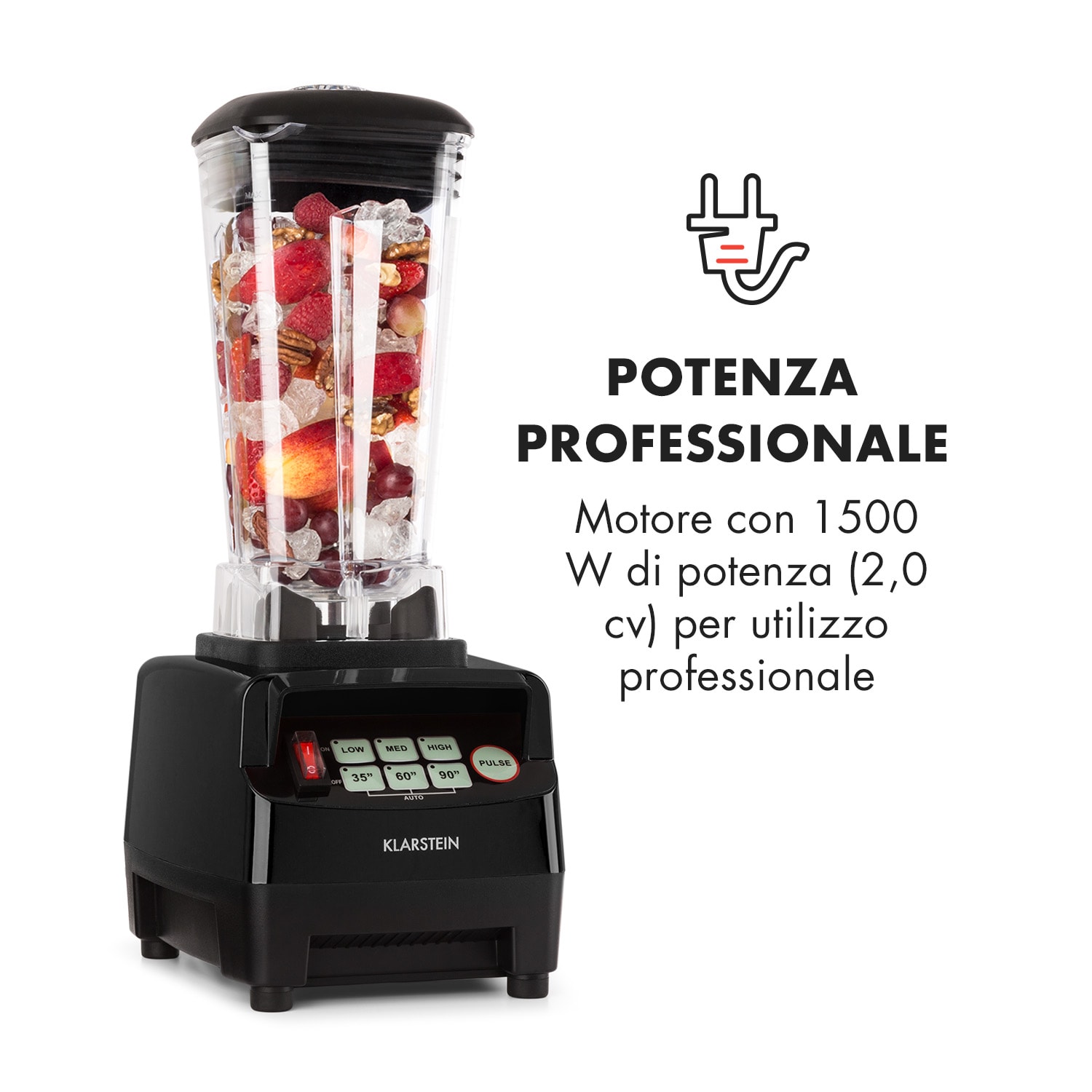 Herakles 5G frullatore da tavolo blender 1500 W 2 litro nero Nero