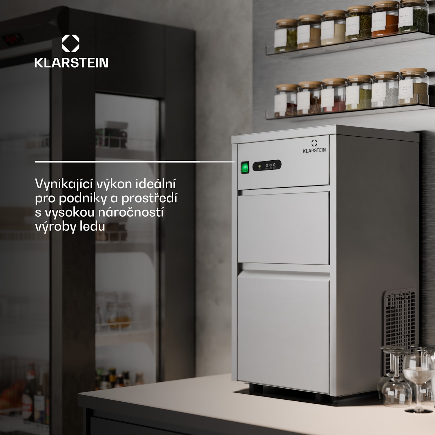 Powericer XL, výrobník ledu, 145 W, 20 kg/den, průmyslové zařízení na výrobu ledu, nerezový XL
