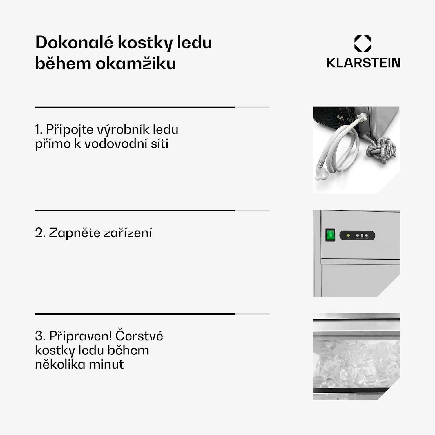 Powericer XL, výrobník ledu, 145 W, 20 kg/den, průmyslové zařízení na výrobu ledu, nerezový XL