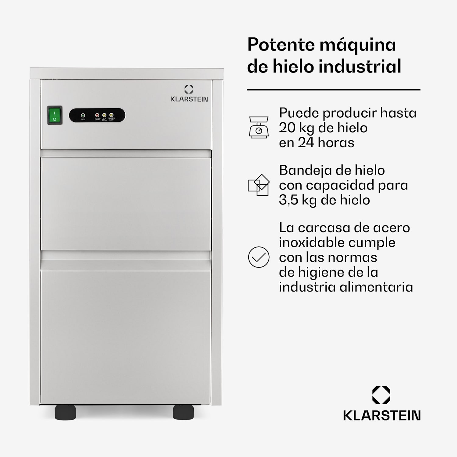 Powericer-XL Fabricador de hielo industrial Máquina de cubitos 20kg/24h XL
