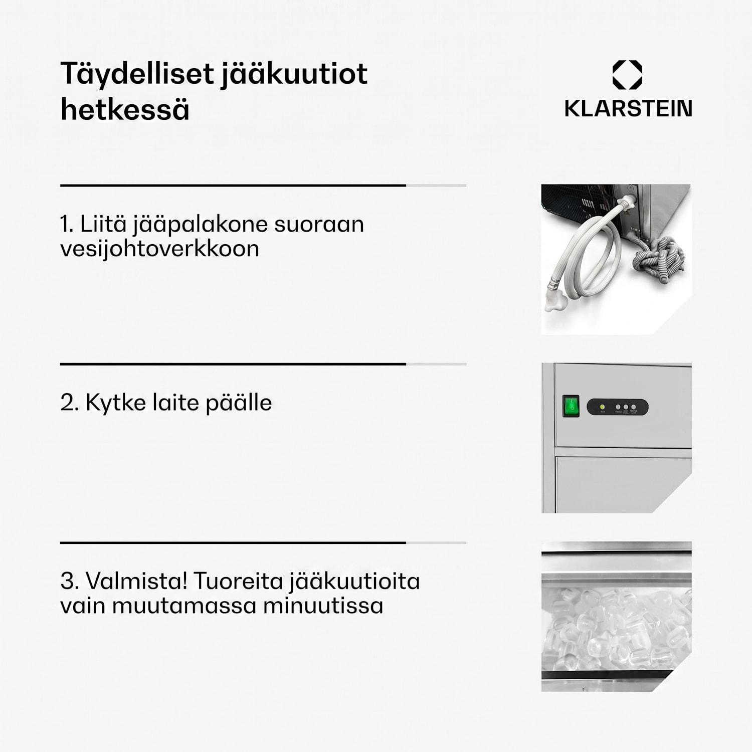 Jääpalakone 240W 20kg/päivä ruostumatonta terästä XL